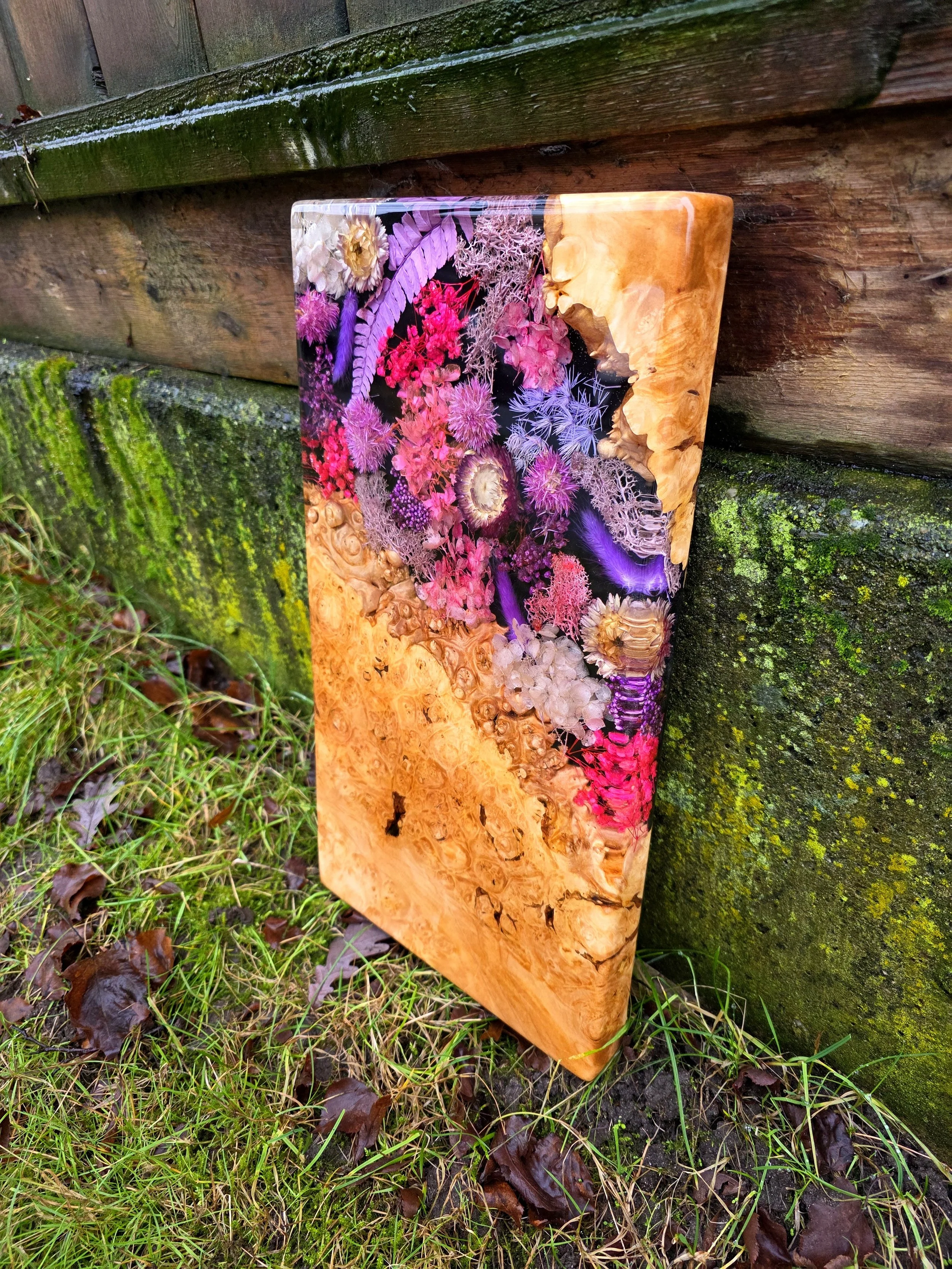 Candy Blossom Maple Burl Charcuterie Board - 18" x 10" Serving Board