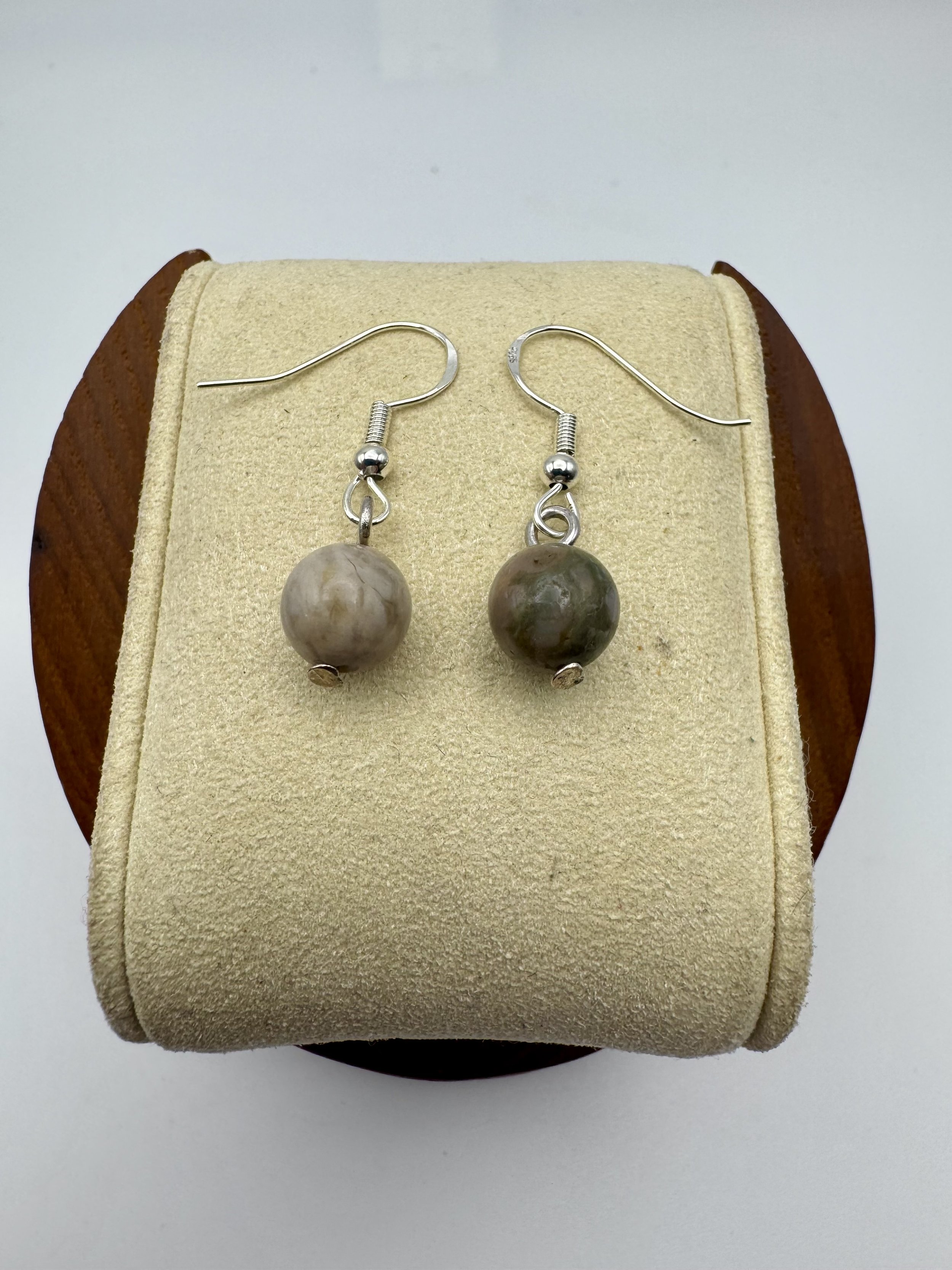 Genuine Dinosaur Poop Coprolite Fossil Earrings – 925 Sterling Silver
