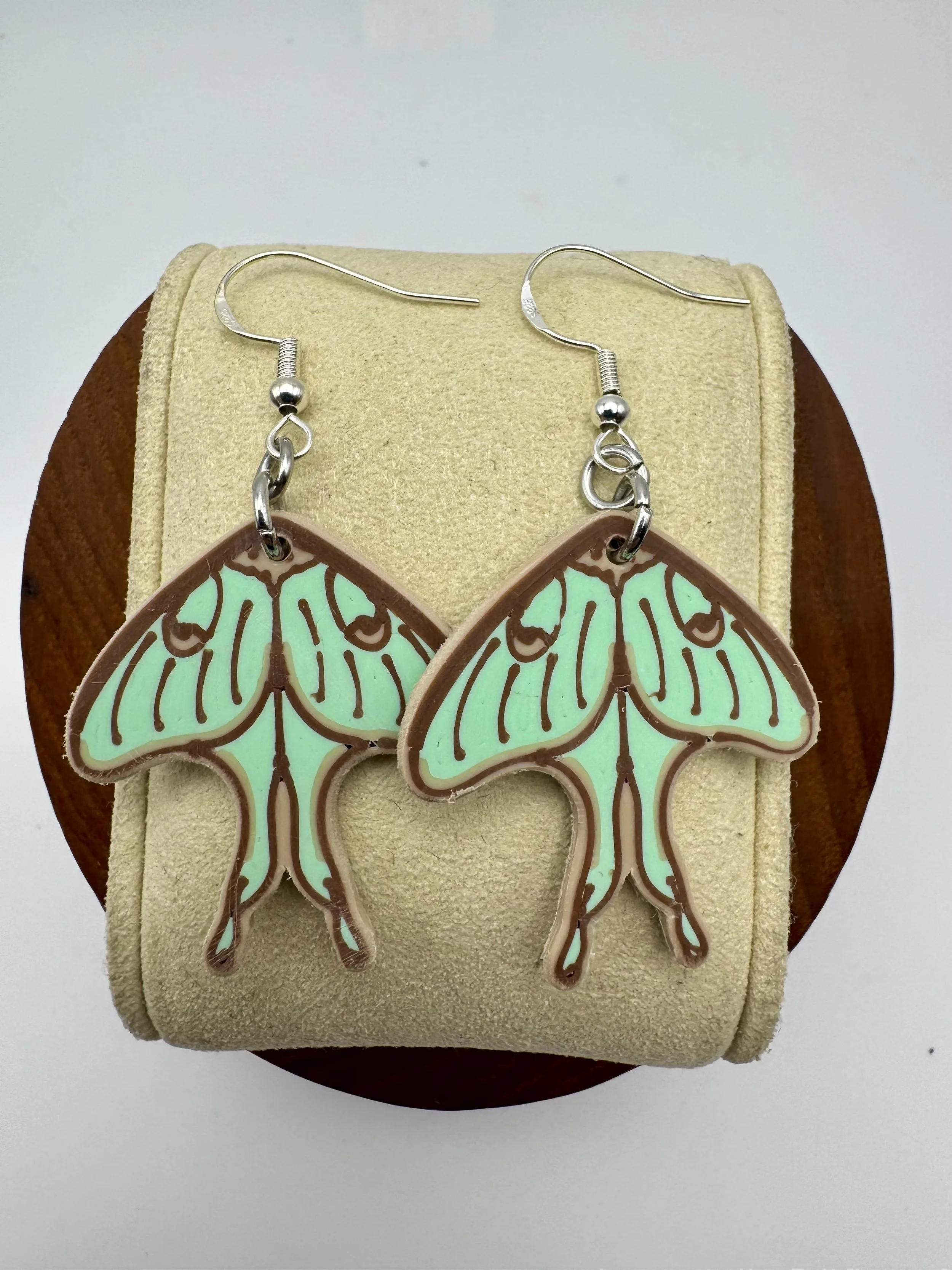 Actias luna (Luna Moth) Earrings – Original Artist – 925 Sterling Silver
