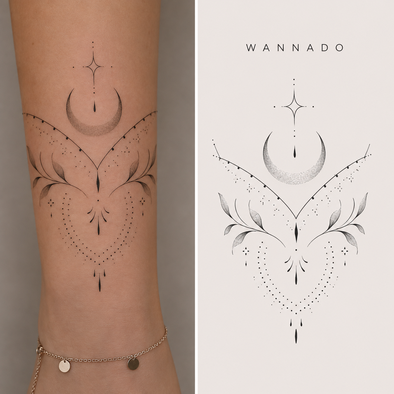 Fine Line Wanna-do mit Boho-Mandala und Dotwork-Elementen von VOI SCHEE in Weichs