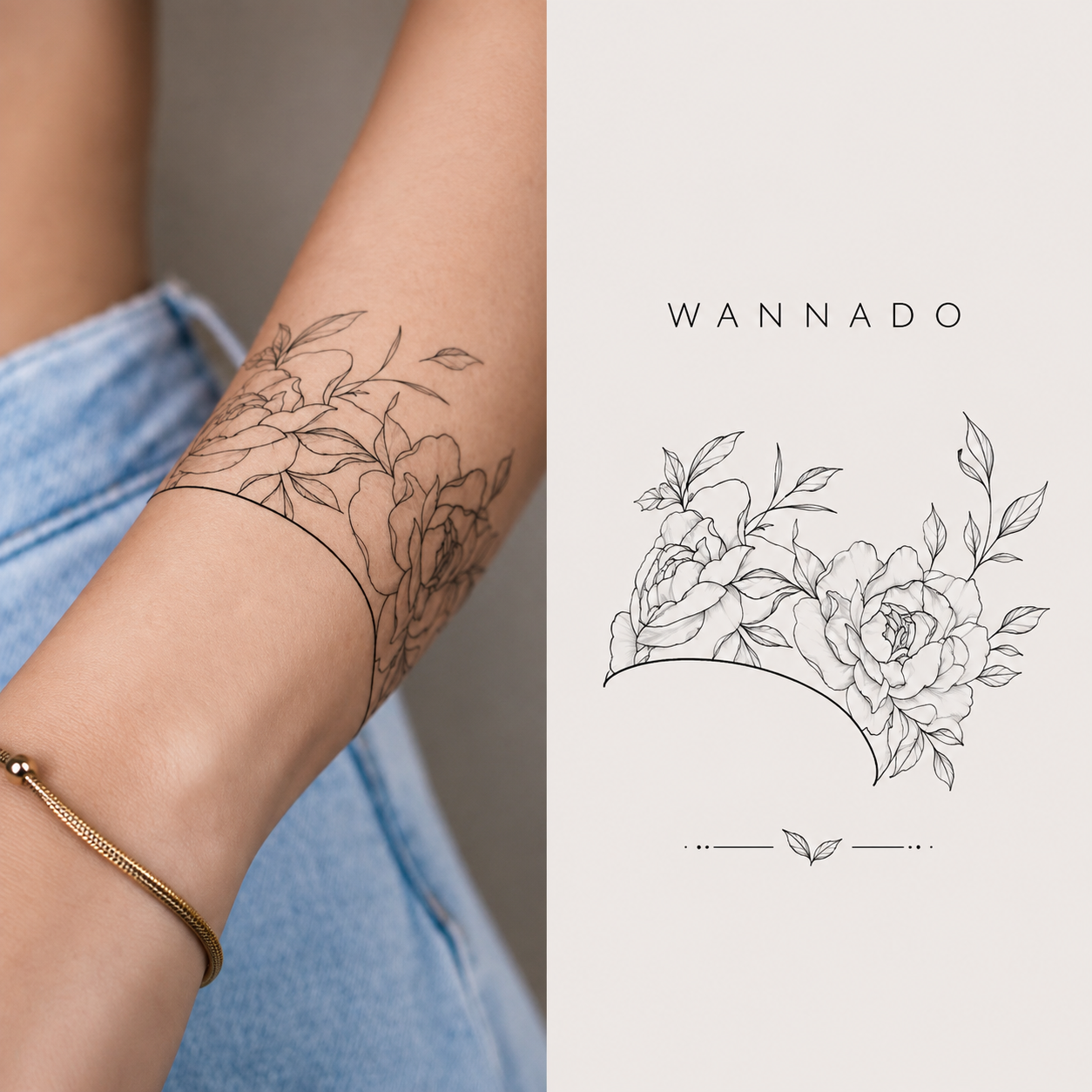 Fine Line Wanna-do mit floralem Tattoo-Motiv von VOI SCHEE in Weichs
