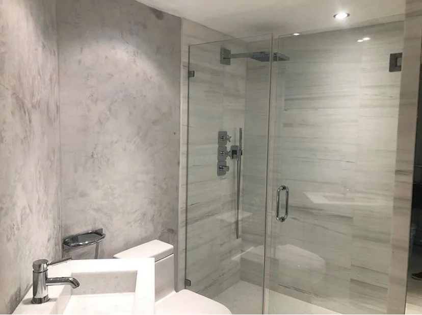 Grey Venetian plaster finish