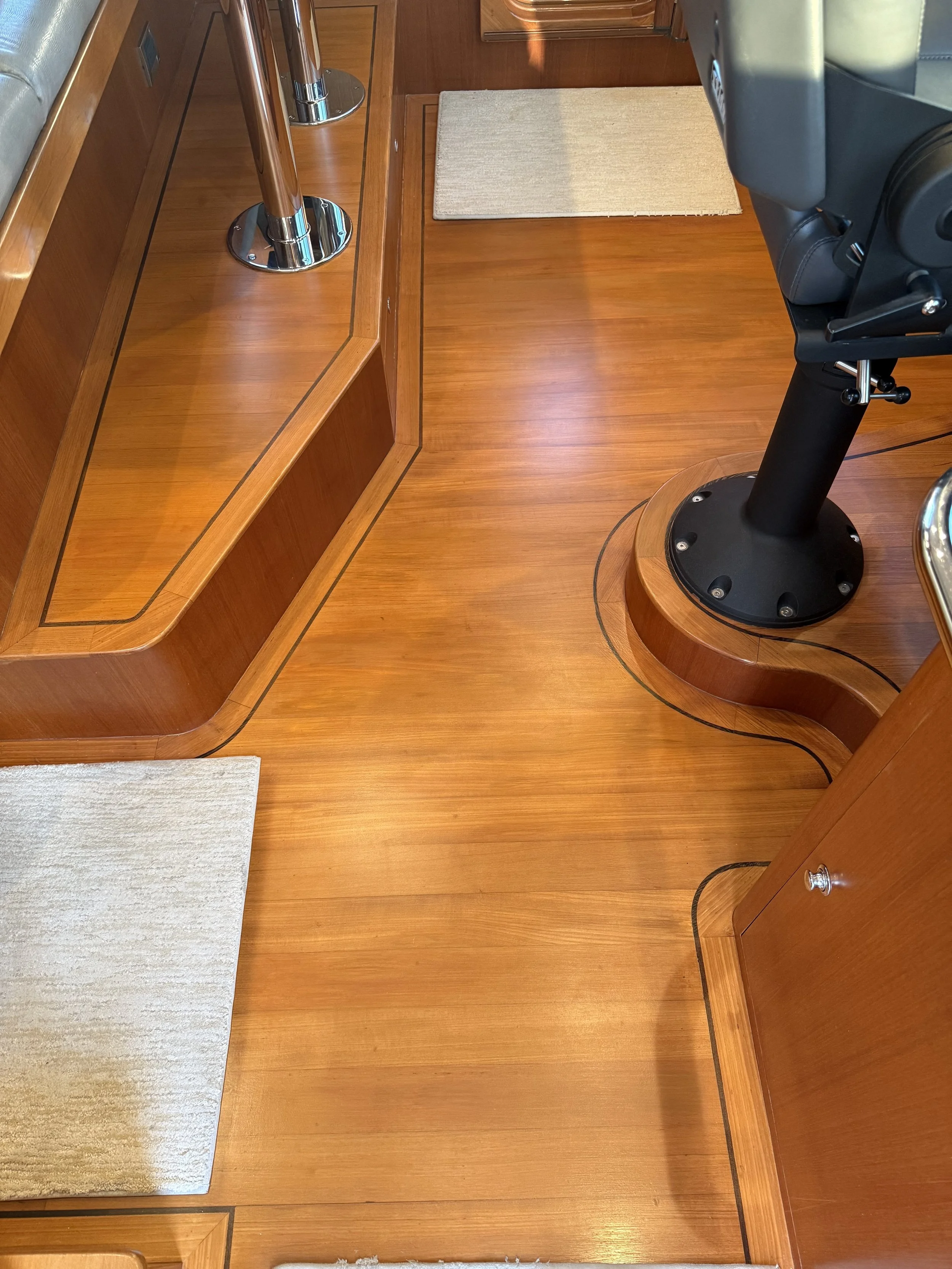 Wood on yacht restoration. I painted the floor to match the real wood around it. It had 100's of hole in it that I filled, painted, and re-sealed.
