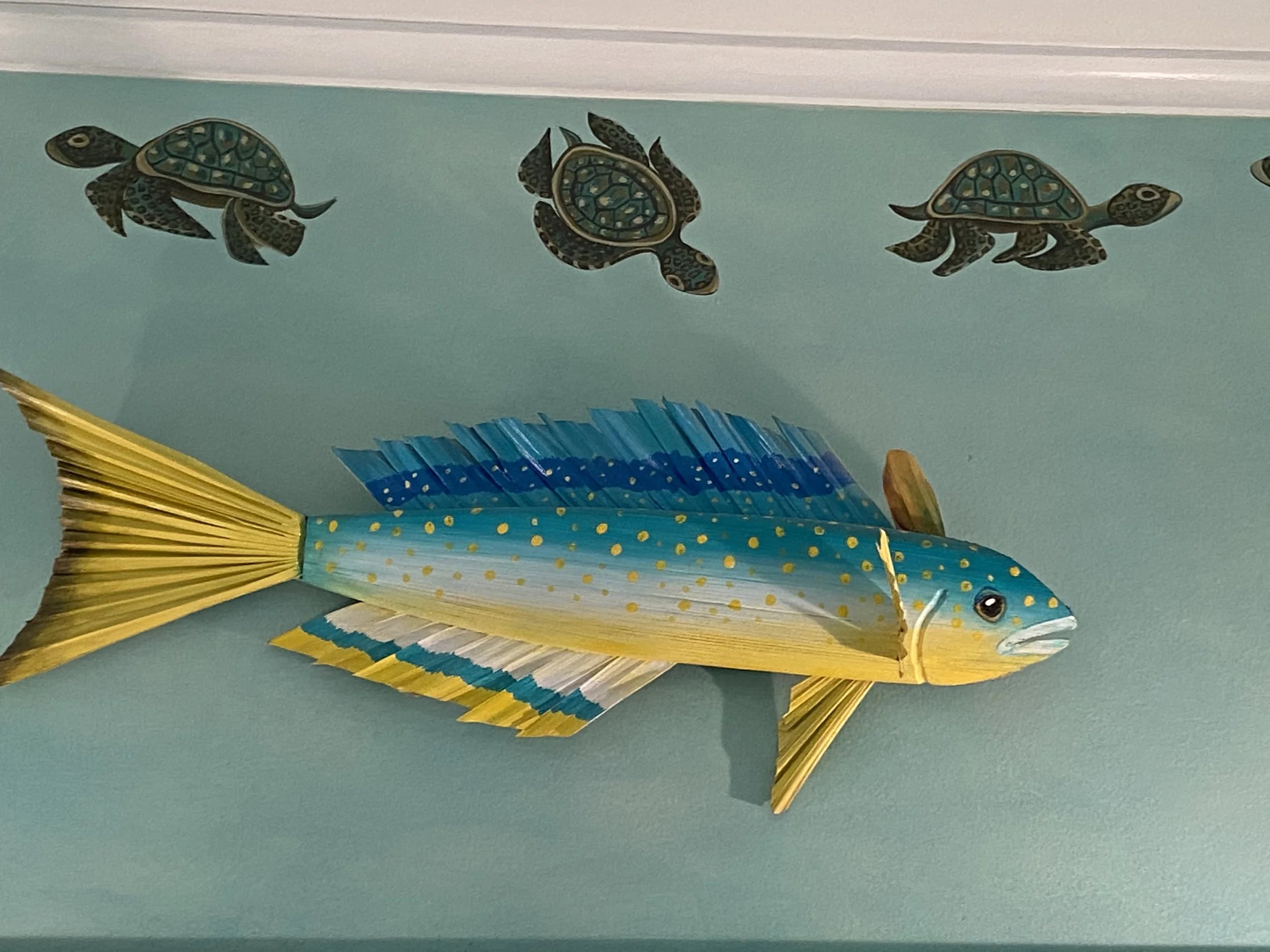 Bathroom mural with turtles 