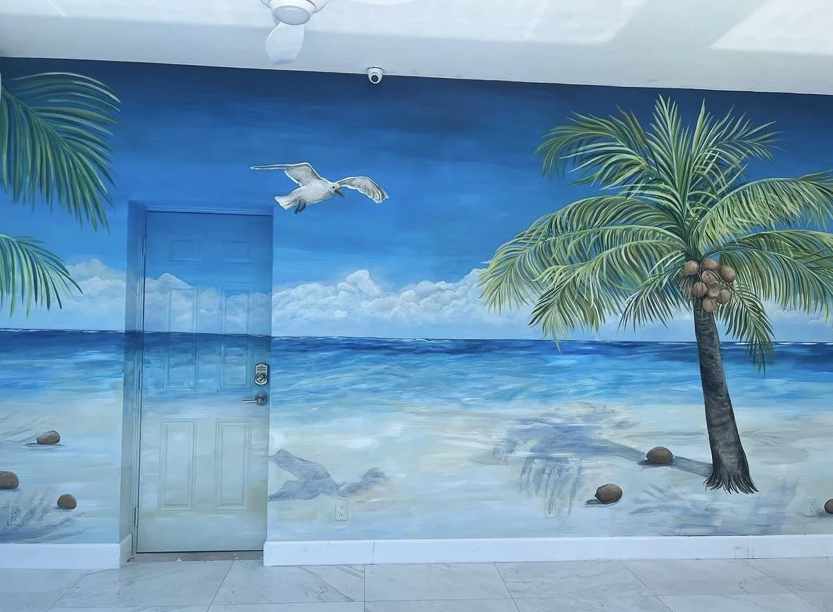 Exterior ocean mural in Acrylic