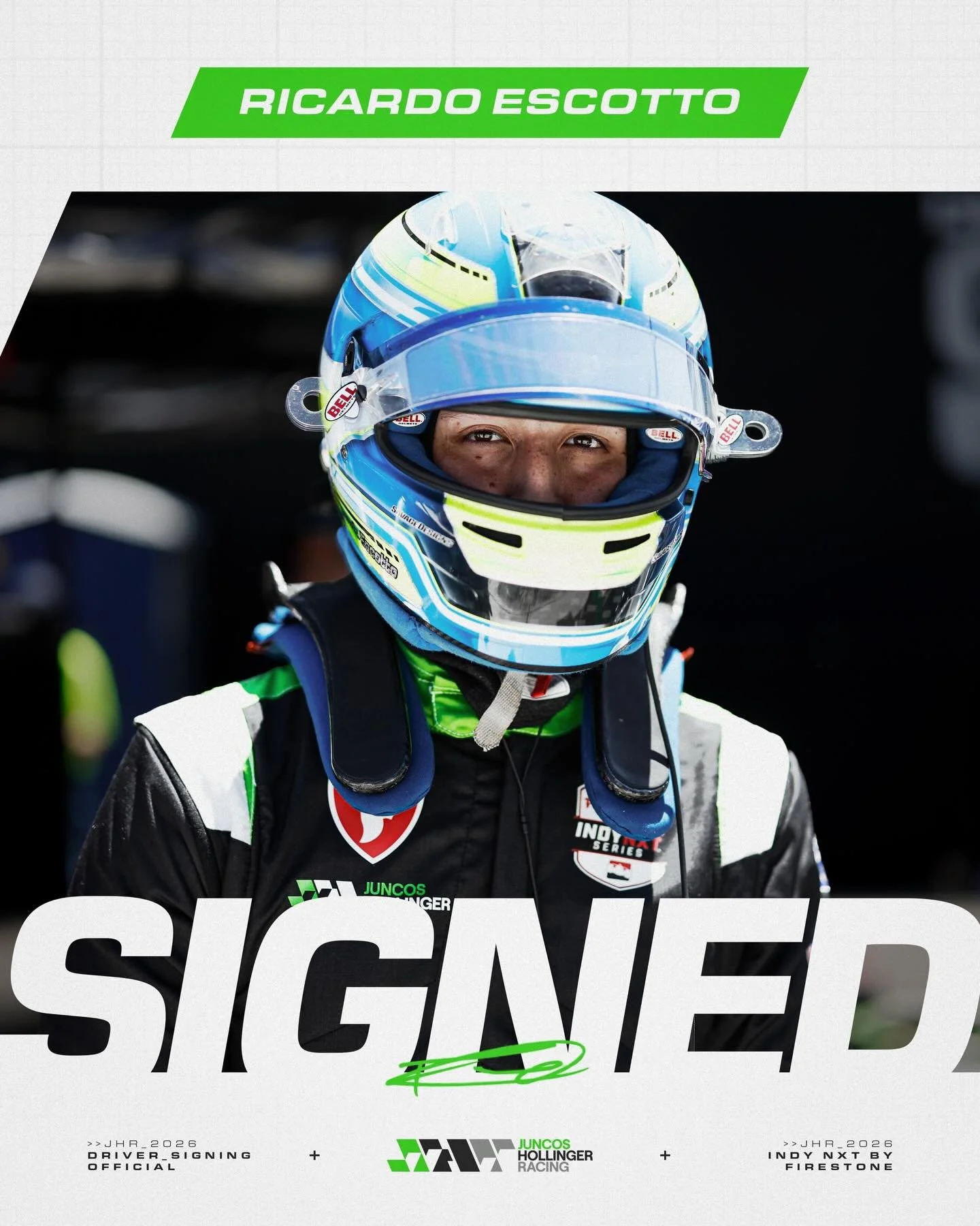 Back together and ready to push forward!

Ricardo Escotto rejoins Juncos Hollinger Racing for the 2026 INDY NXT by Firestone season. 🏁
