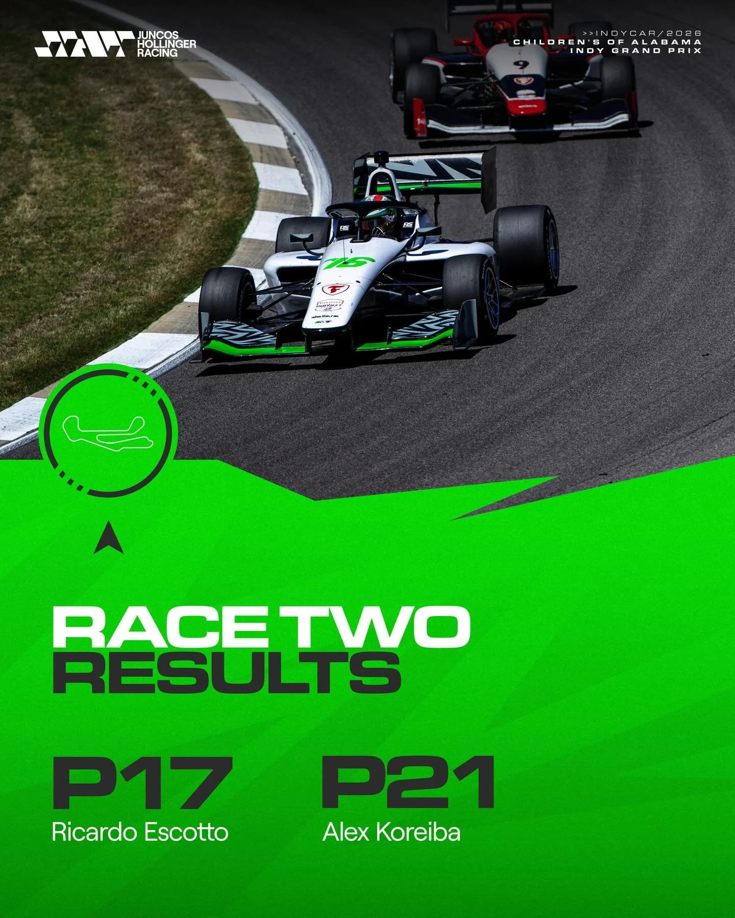 Final result from a tough race in Barber 🕷️

Let&rsquo;s go team, this continues 💪🏼