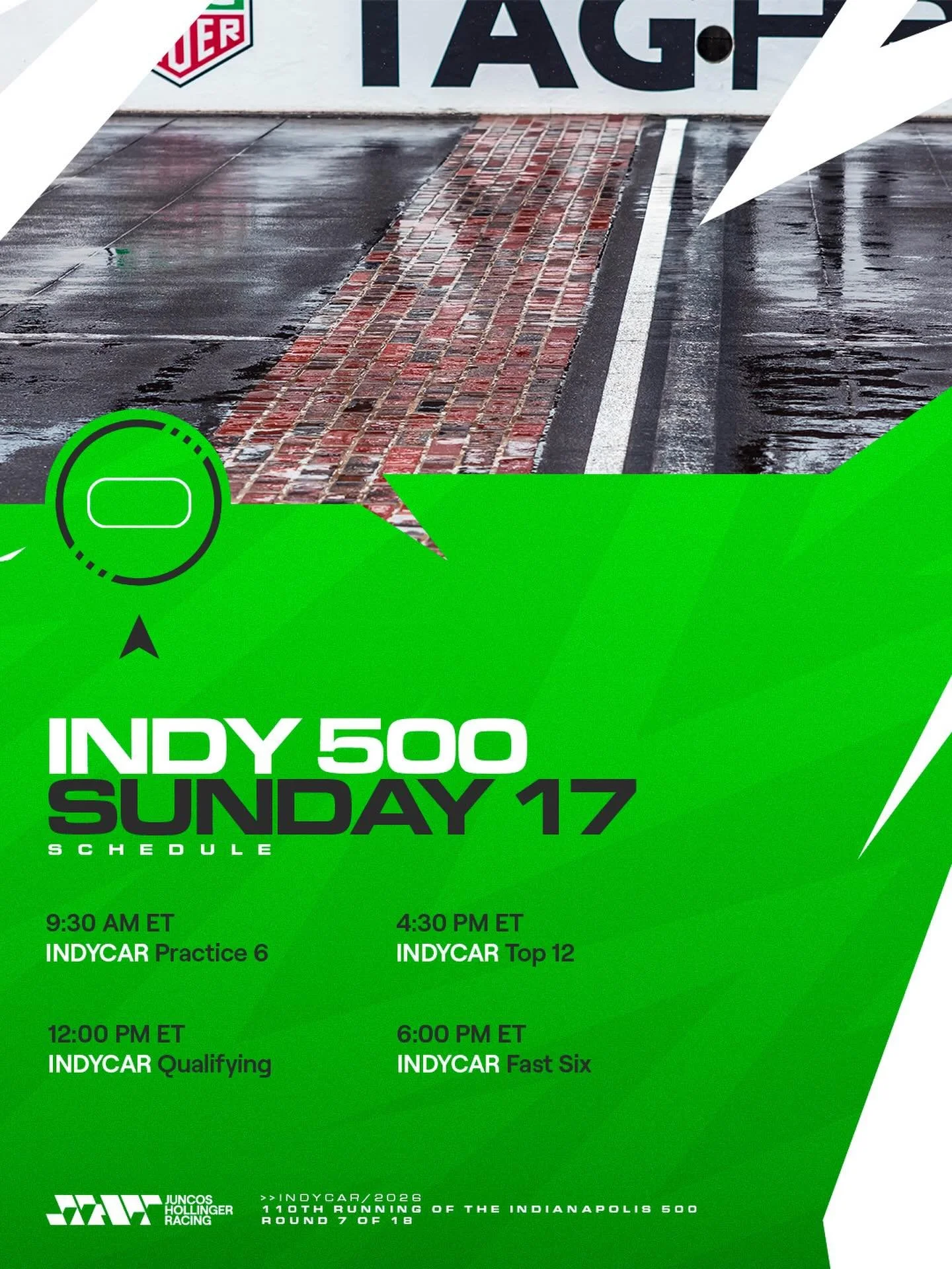 Today, the rain stole the show 🌧️

See you tomorrow with plenty of speed on track, we&rsquo;ve got a full Sunday of #Indy500 qualifying ahead 👊🏻

#GoJHR #IndyCar