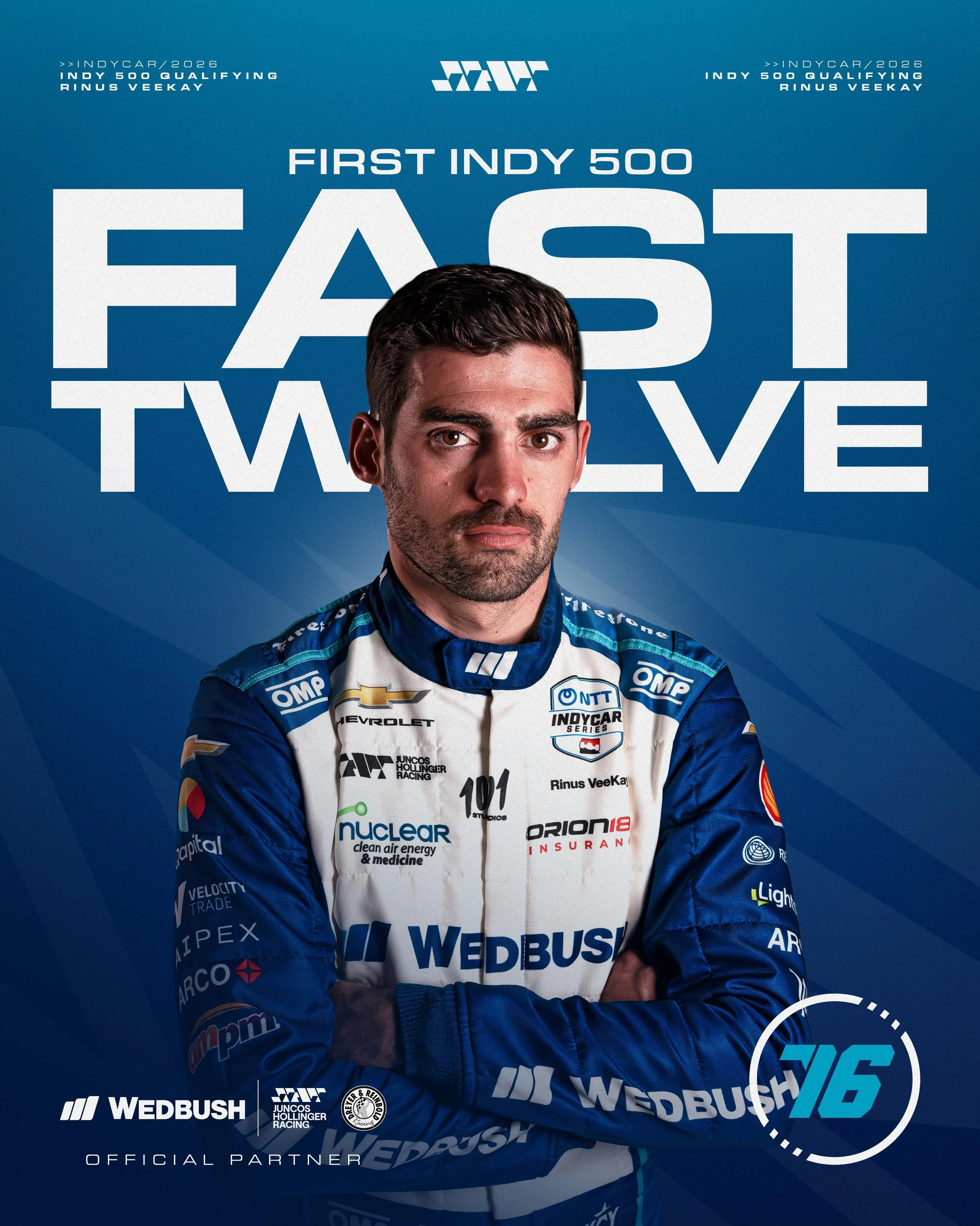 Kom op, Rinus! 🇳🇱🔥

Our first Fast 12 at the #Indy500 👊🏻

#GoJHR #IndyCar