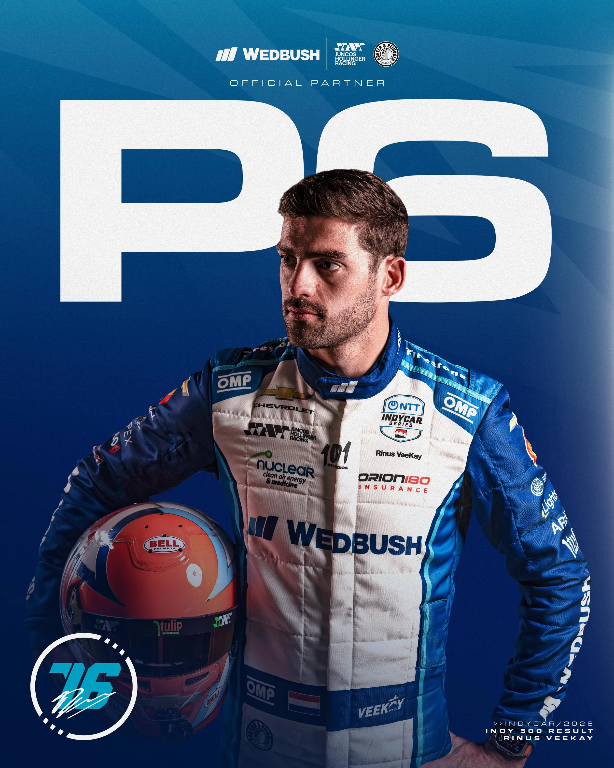 Rinus VeeKay finished the #Indy500 in sixth place 🙌🏻

A huge effort from the entire @wedbushsecurities #76 JHR-DRR crew throughout the Month of May 👏🏻

#GoJHR #IndyCar