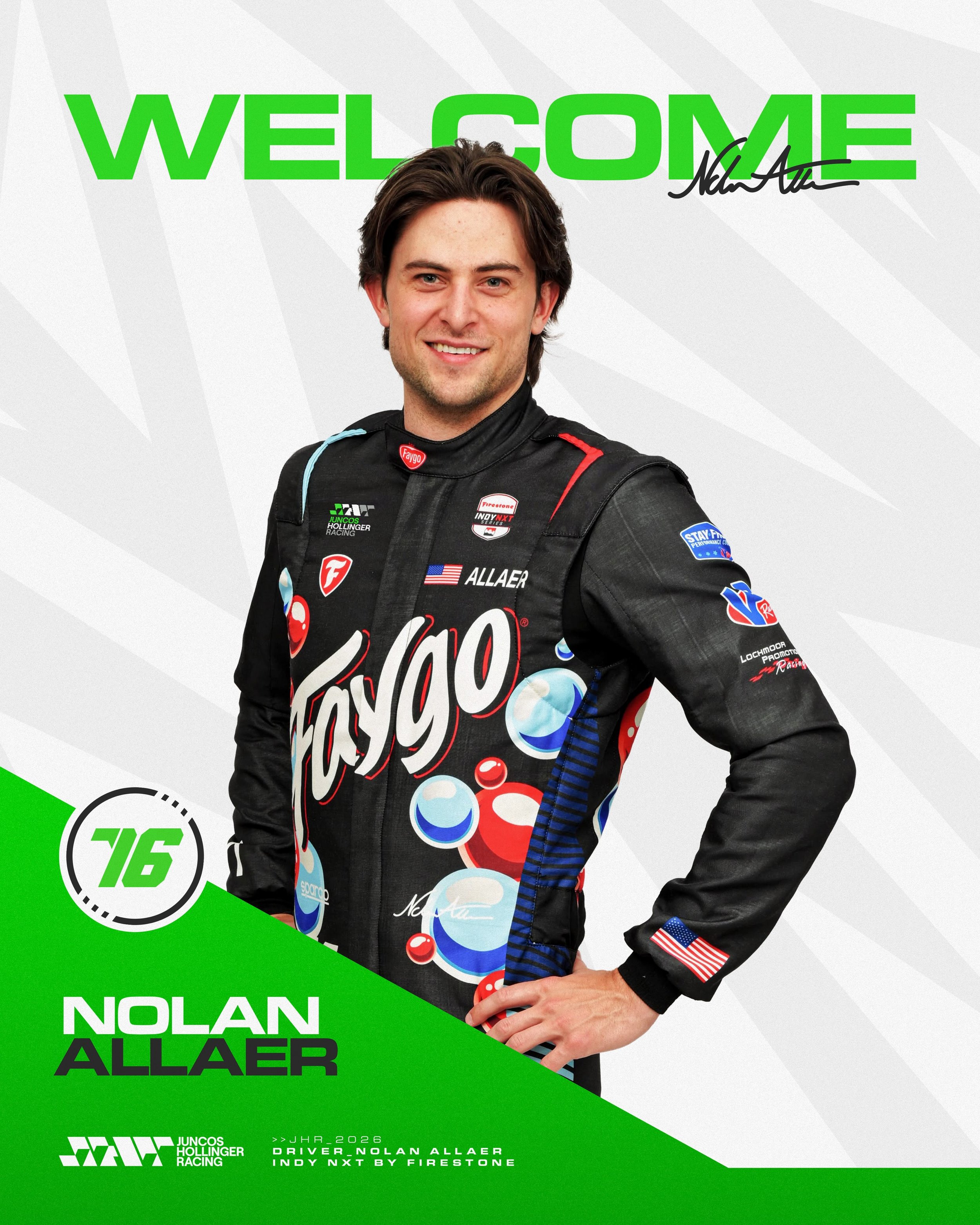 Driver Announcement! 🚨

Nolan Allaer will join us behind the wheel of our No. 76 @INDYNXT entry at Mid-Ohio, Portland, and Laguna Seca.

Looking forward to achieving great things together, Nolan! 💪🏻

#GoJHR #IndyNXT