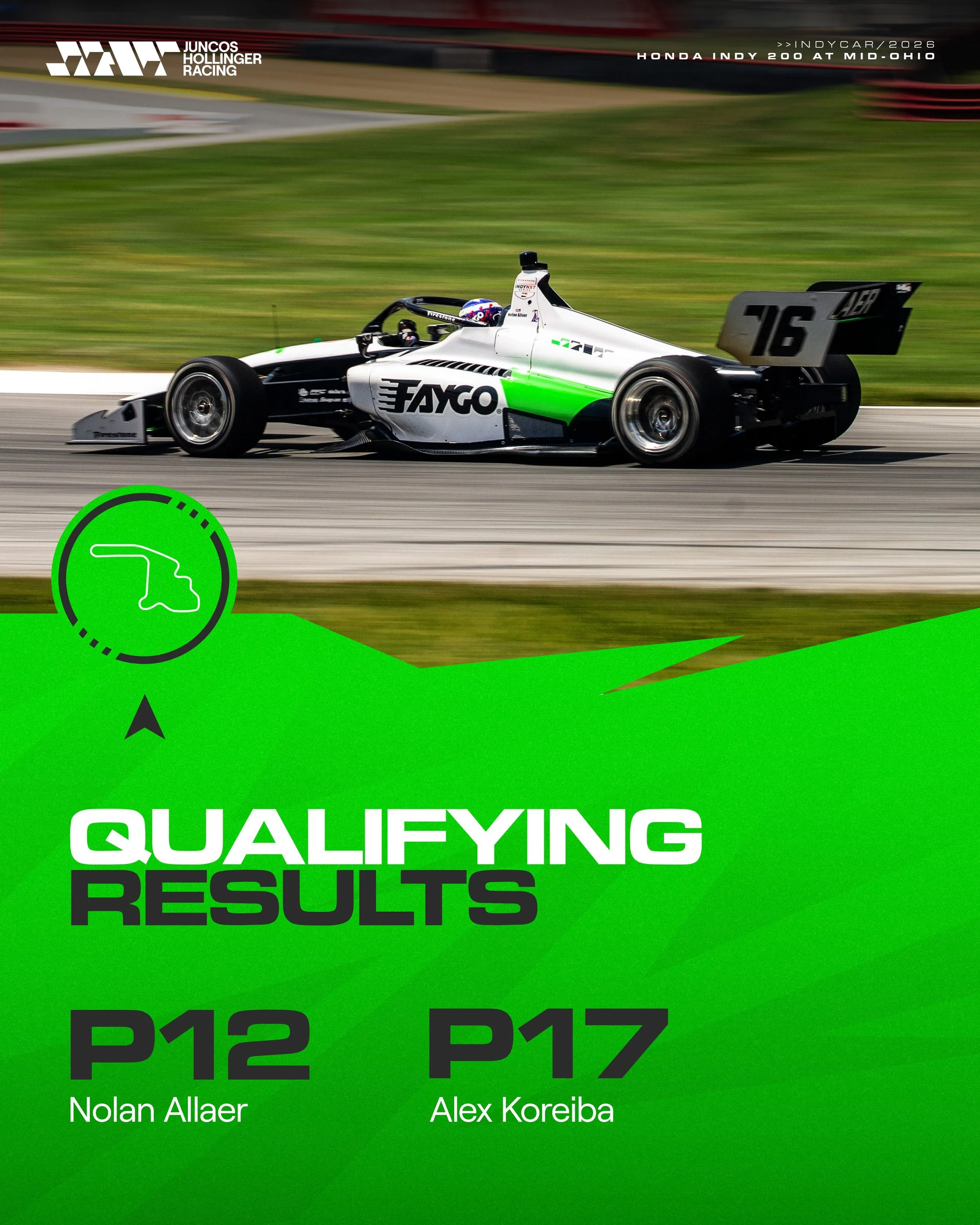 Qualifying complete for our Indy NXT team at Mid-Ohio 👊🏼

Now it&rsquo;s time to fight for strong points!

#GoJHR #IndyNXT