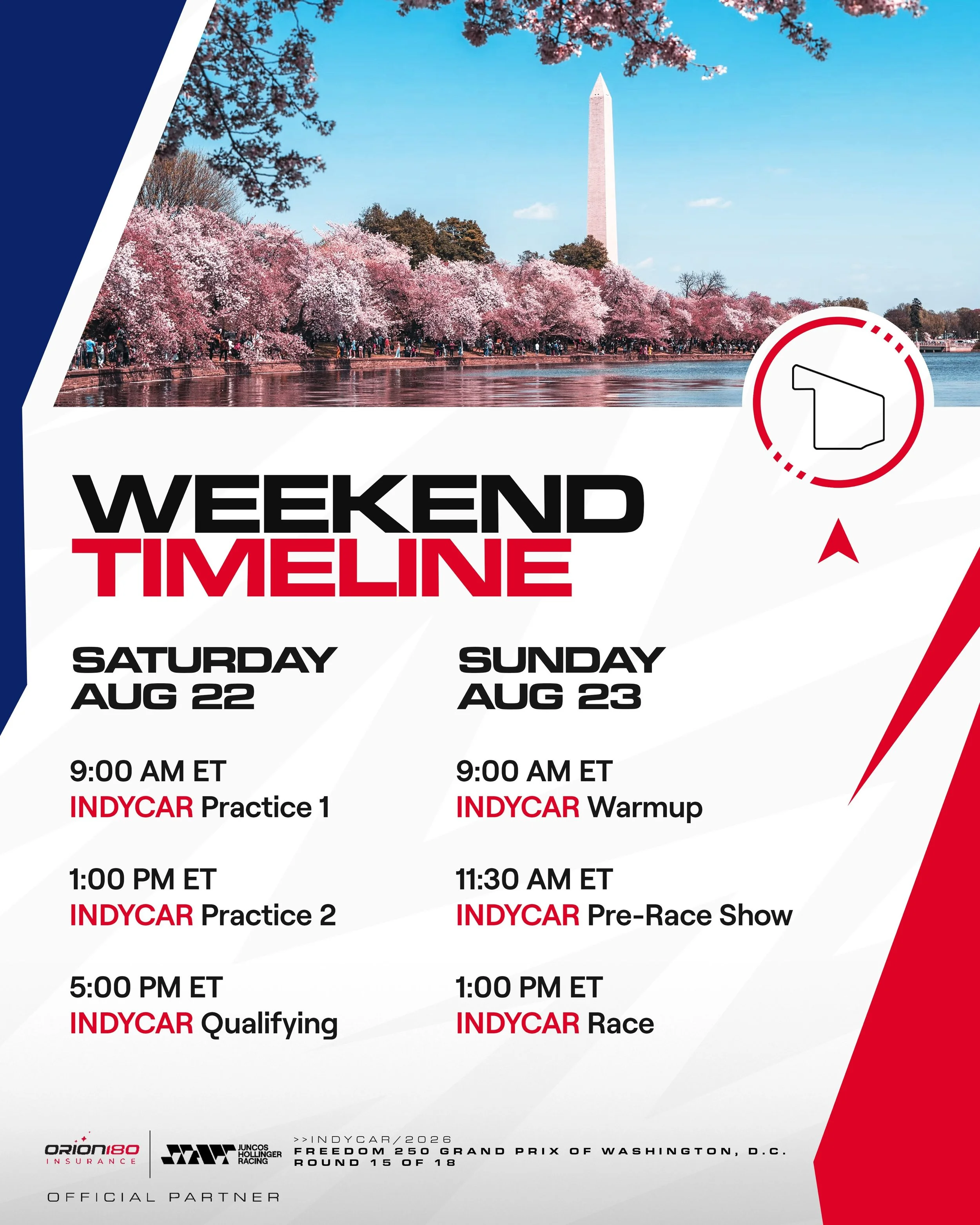 All set for a historic weekend! 🇺🇸🏁

Don&rsquo;t miss any of the @freedom250gp action in Washington, D.C. this weekend.

#GoJHR #IndyCar