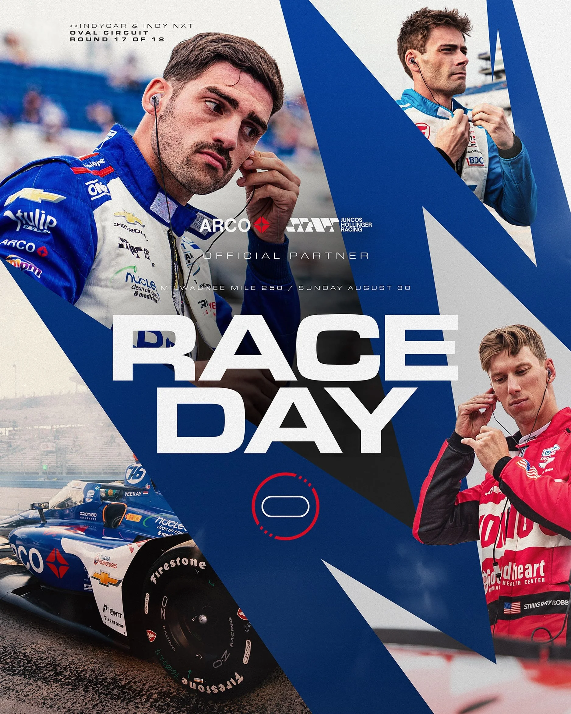 A big day of racing ahead in Milwaukee (rain, please behave 🙏🏻)

#GoJHR #IndyCar #IndyNXT