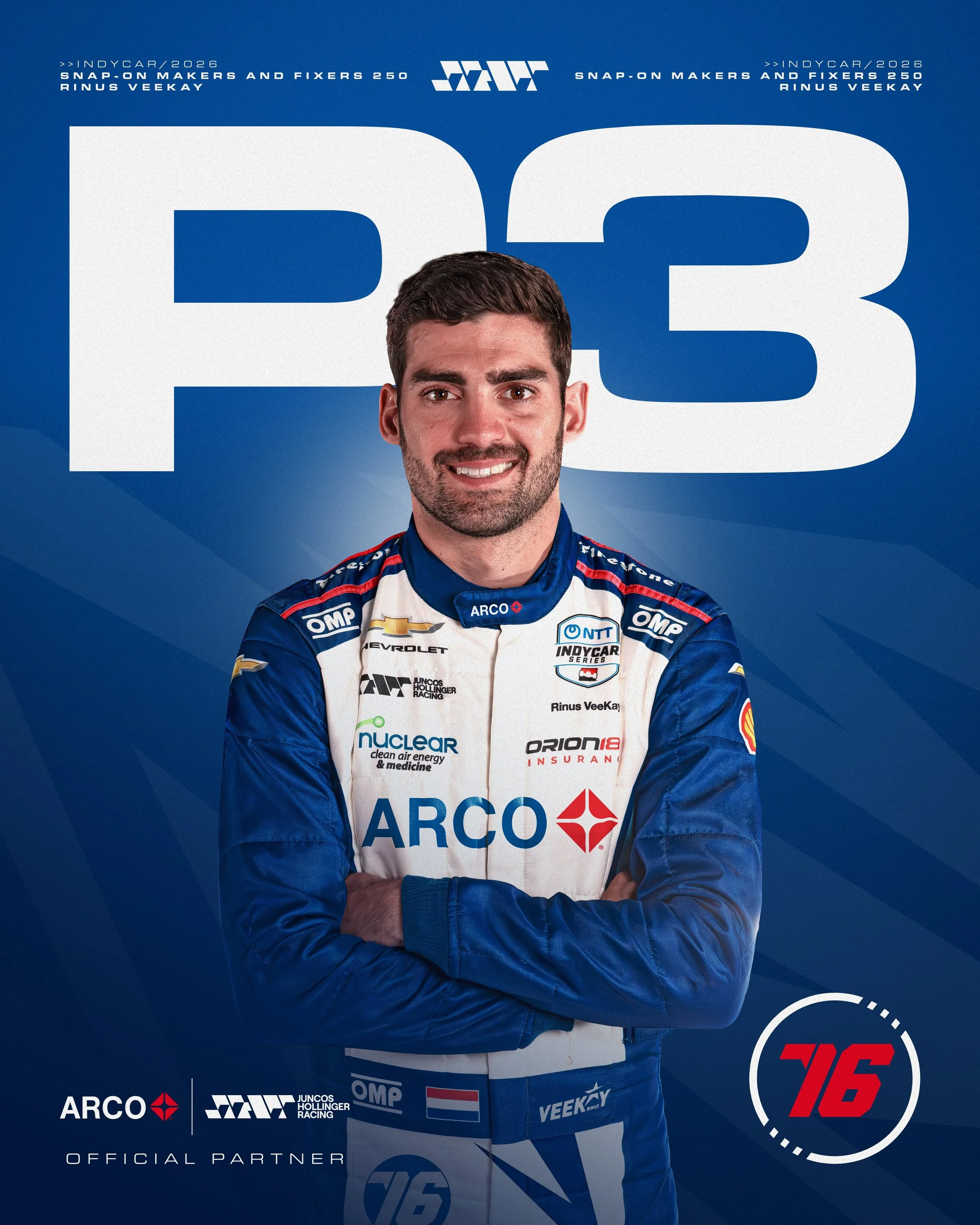 A great third-place finish for @rinusveekay and the entire No. 76 @arco Chevy crew in Milwaukee 🌲🏆

#GoJHR #IndyCar