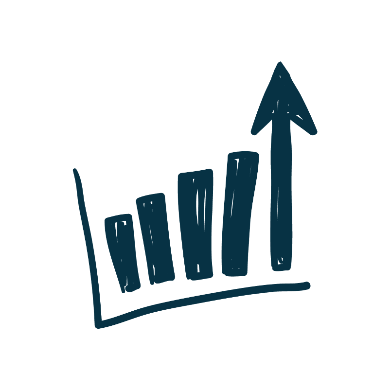 Image of a graph pointing up with an arrow