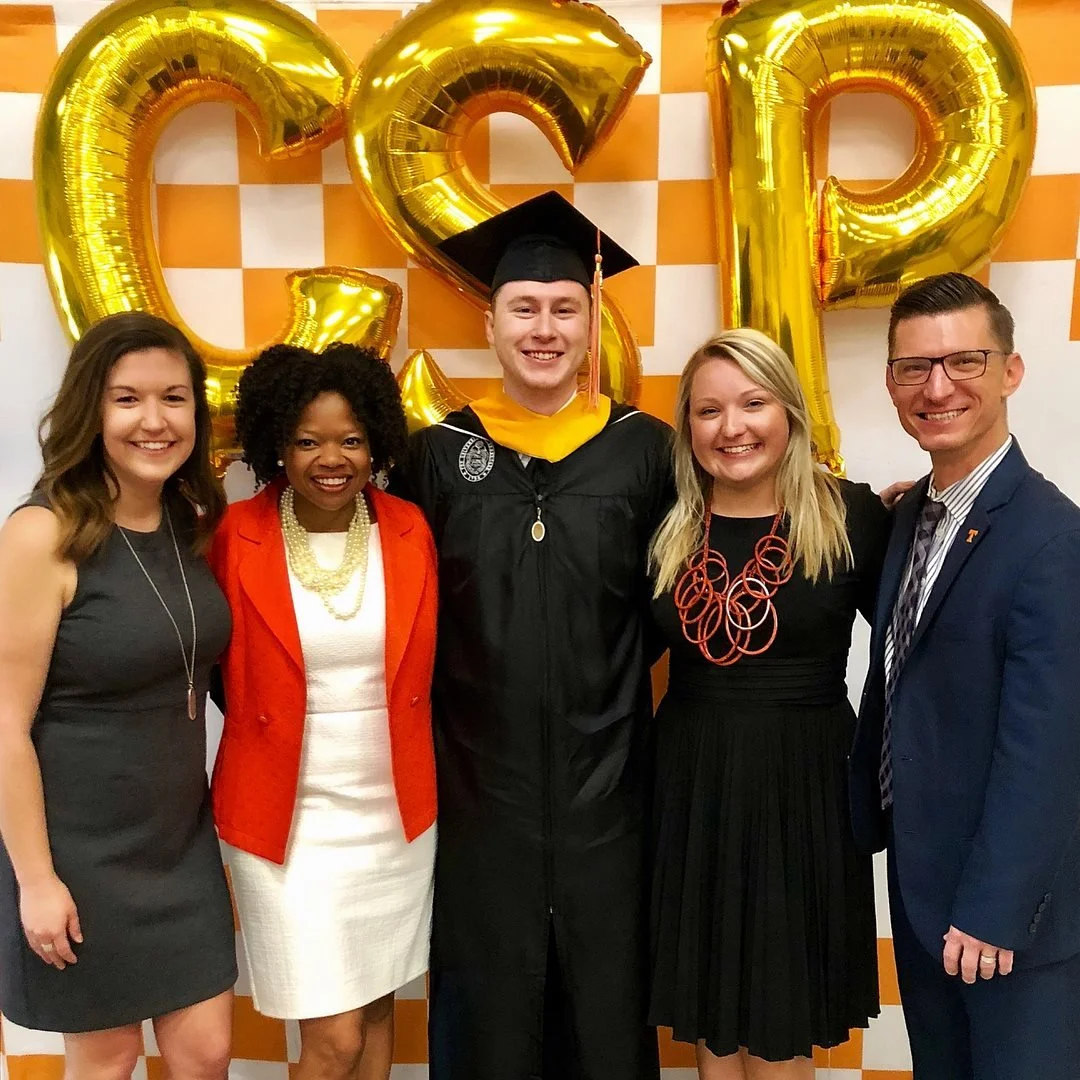 Dr. Danny Glassmann with students and colleagues at a University of Tennessee College Student Personnel graduation