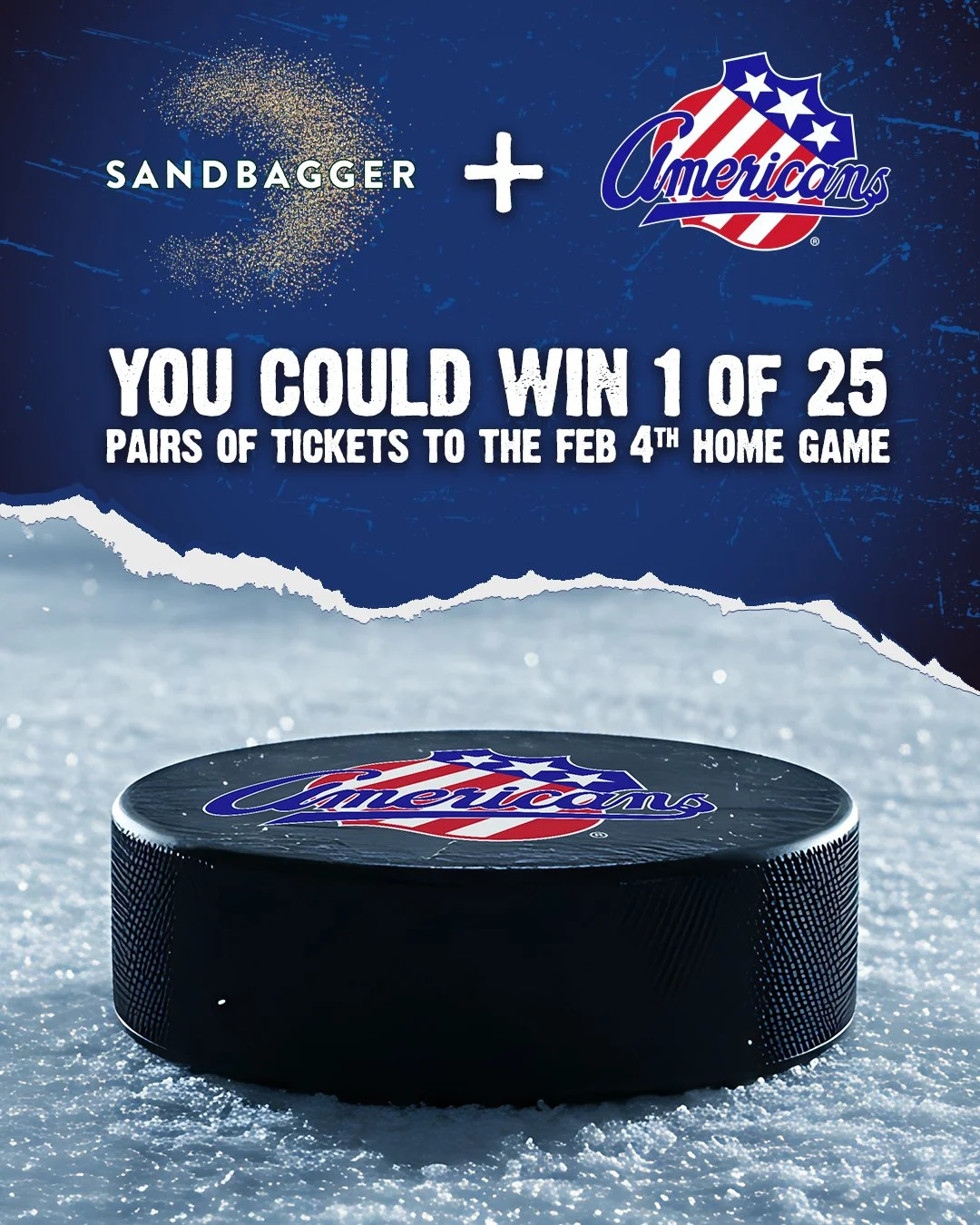 🦅 ROCHESTER AMERICANS FANS, WE WANNA SEE YOU AT HOME! 🦅
Sandbagger is ready to assist some Amerks fans in scoring tickets to a game! Enter for your chance to win* a set of 2 tickets for the February 4th home game - and we&rsquo;re giving away 25 pa