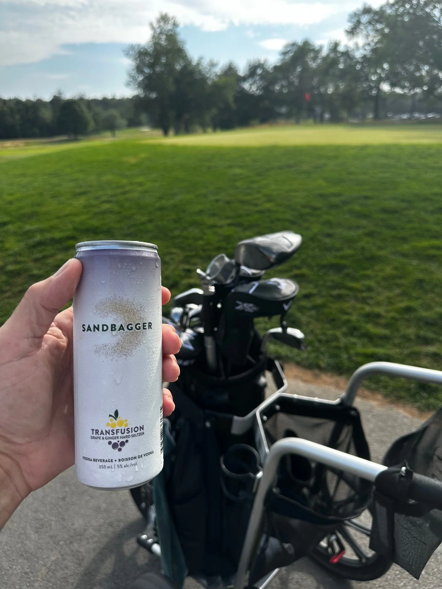 Game day essentials: clubs, a good swing, and Sandbagger.

What hole are you cracking the first one?