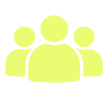 Icon of four overlapping green human figures, representing a group or team.