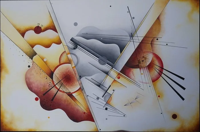 expressionist abstract oil painting depicting The End of Love, two souls divided and the emotional enmity wrought by love lost, abstract oil painting, Copyright Stephen Bend 2025