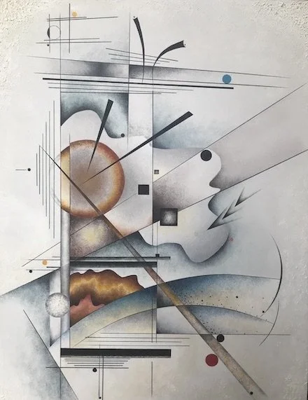 abstract painting depicting a confident state of mind - extrovert abstract image, Copyright Stephen Bend 2025