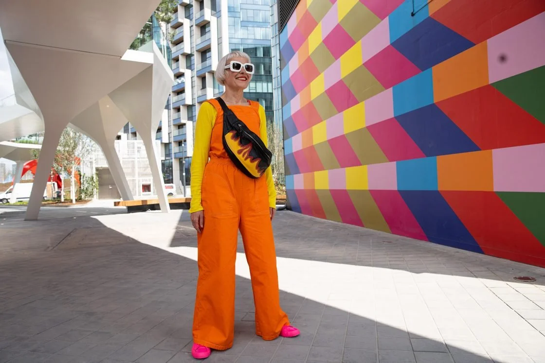 'Siblings' by Morag Mayerscough
Designer, Morag Myerscough is continuously re-inventing civic spaces and has collaborated with Sheffield Children’s Hospital as well as the Design Museum, Barbican and the Southbank.
Myerscough’s patterned installati
