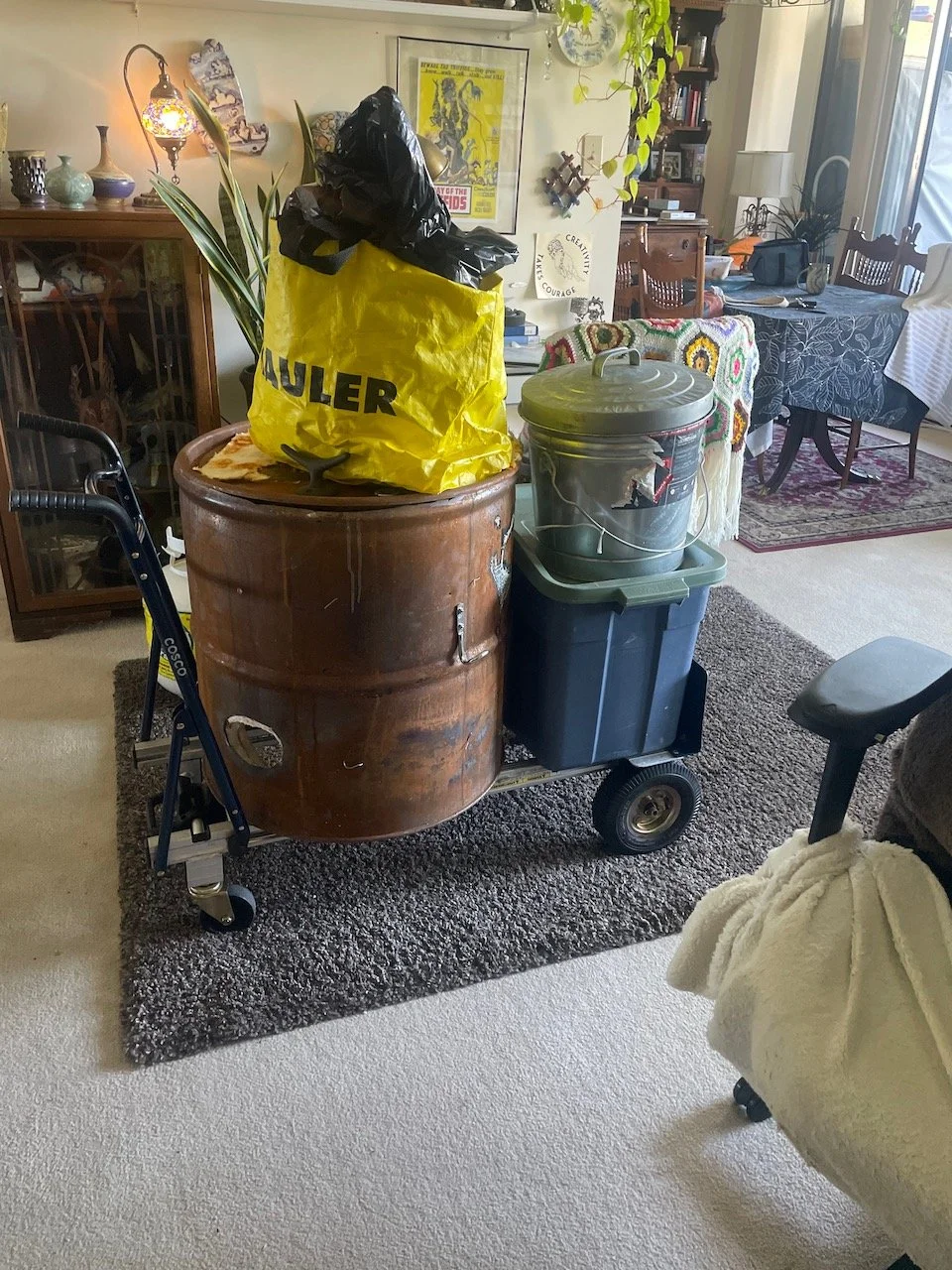 Have kiln- will travel! I built a little raku kiln and have taken it to firings around the city with other curious potters and artist. Lots of fun in the community. 