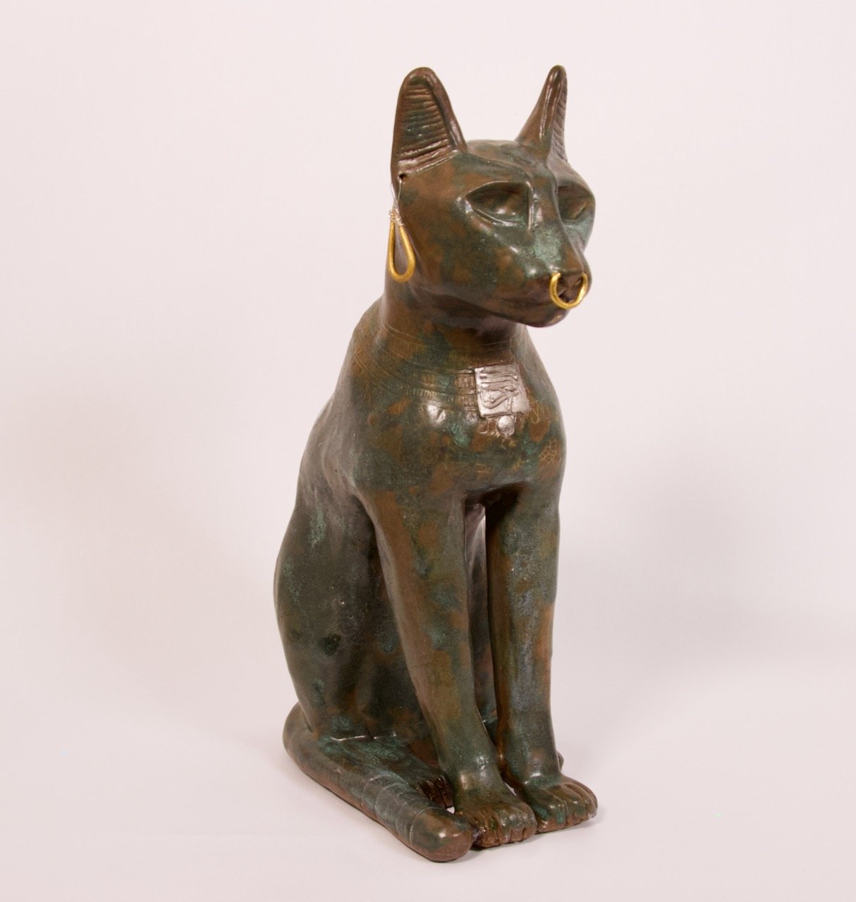 The final Bastet...
I would have liked the bronze to be less mottled but one more firing seemed unwise. 