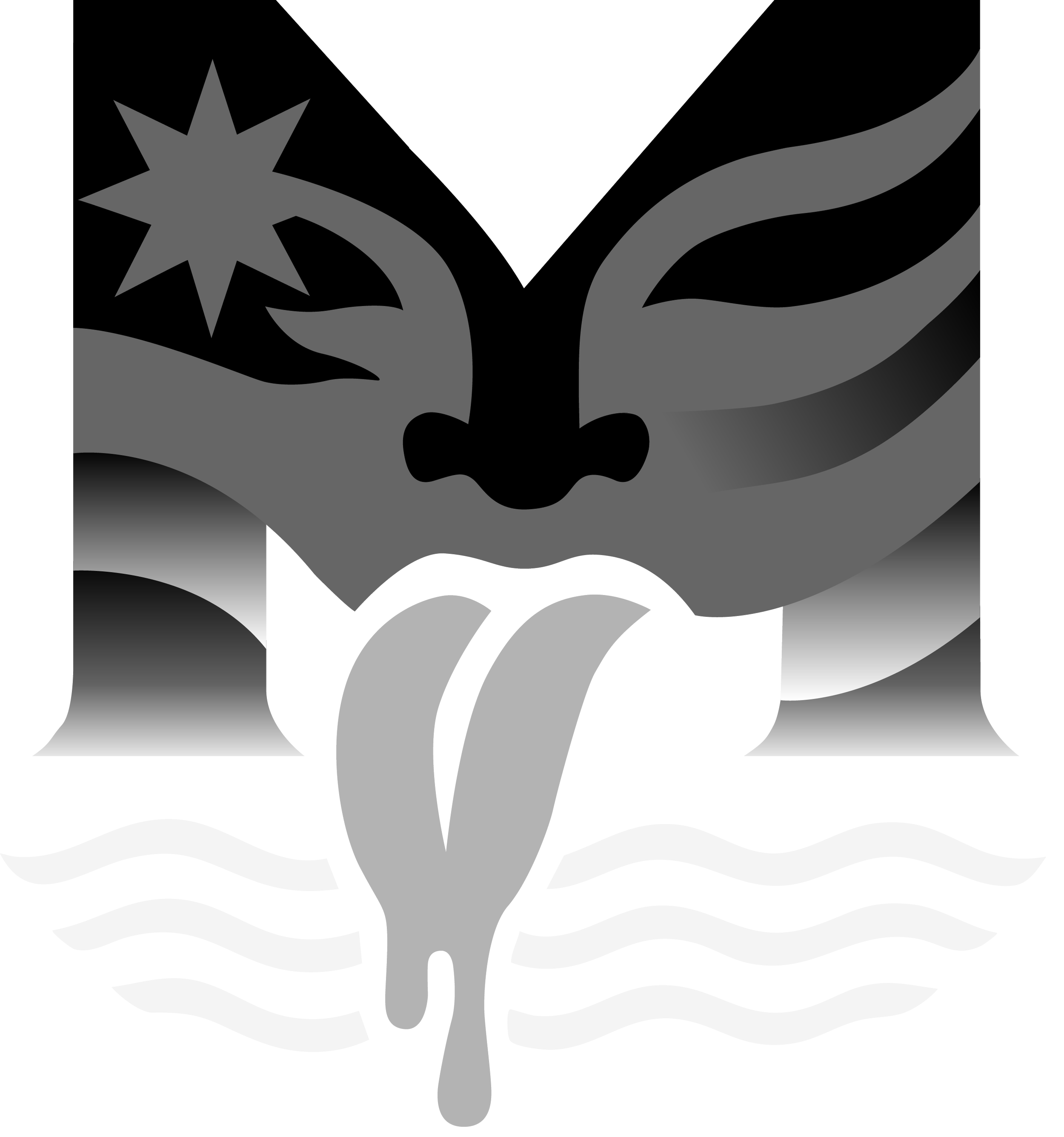 Black, gray, and white illustration of a face with a star on the cheek, closed eyes, a nose, and a tongue sticking out, with dripping shapes underneath.