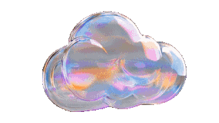 Holographic cloud-shaped object with iridescent surface