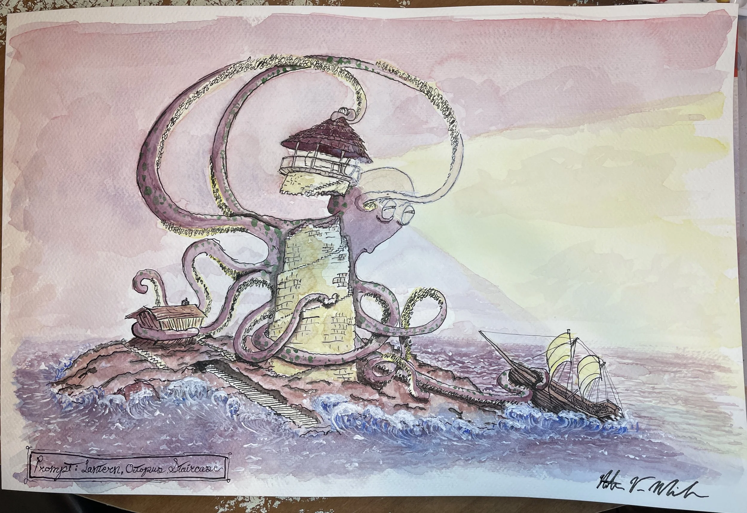Prompt: Octopus Lantern Staircase