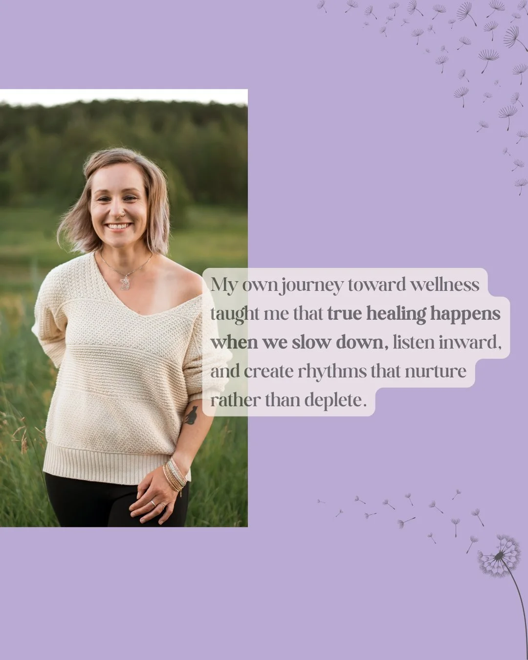 Beyond the textbooks, my work with Rooted Wholistics grew from my own healing journey.

For many years I lived with chronic stress, fatigue, and a deeply critical inner voice that constantly told me I wasn&rsquo;t enough.

So I pushed harder.
Ignored