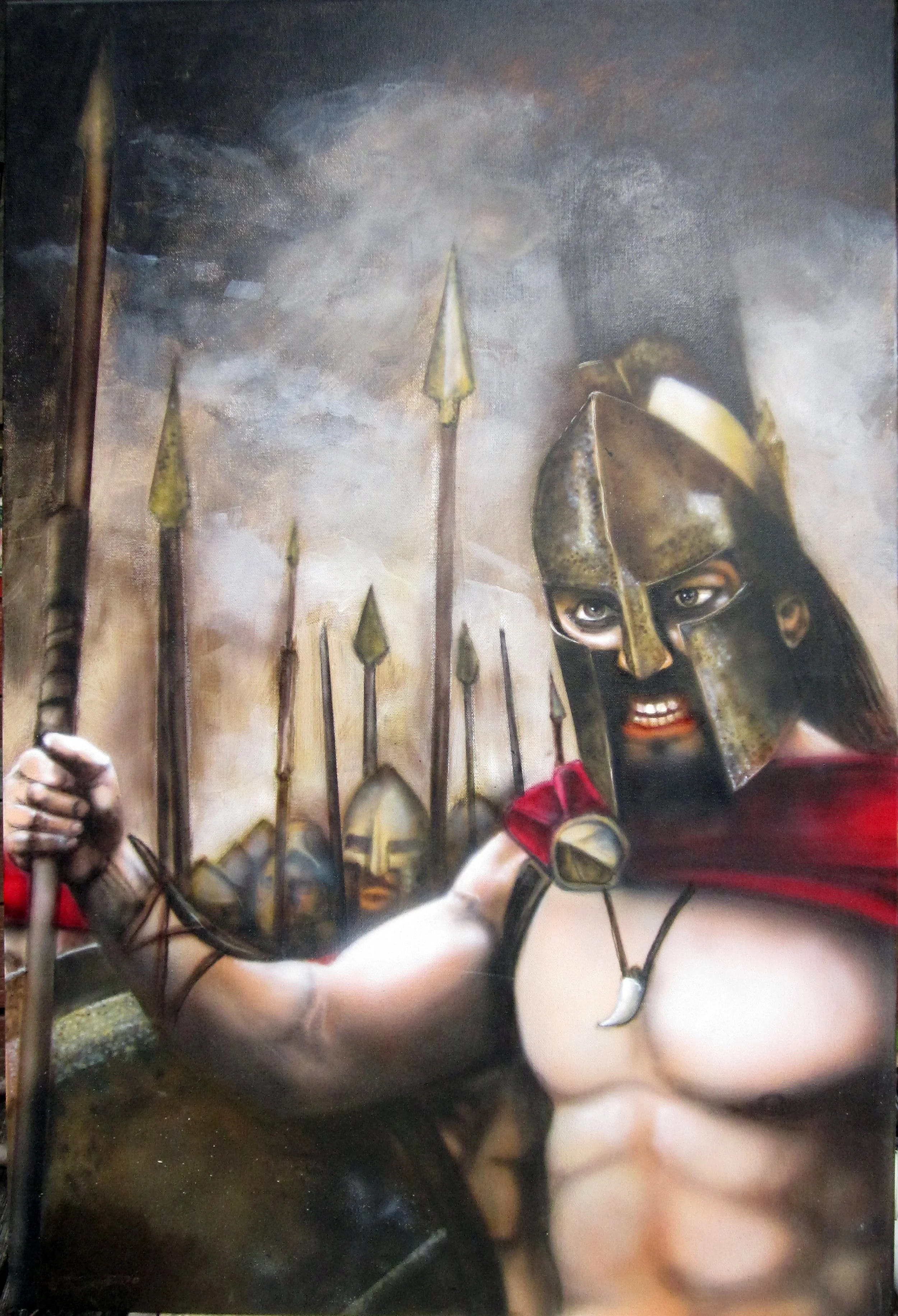 24 x 36 airbrush acrylic on canvas
-scene from 300