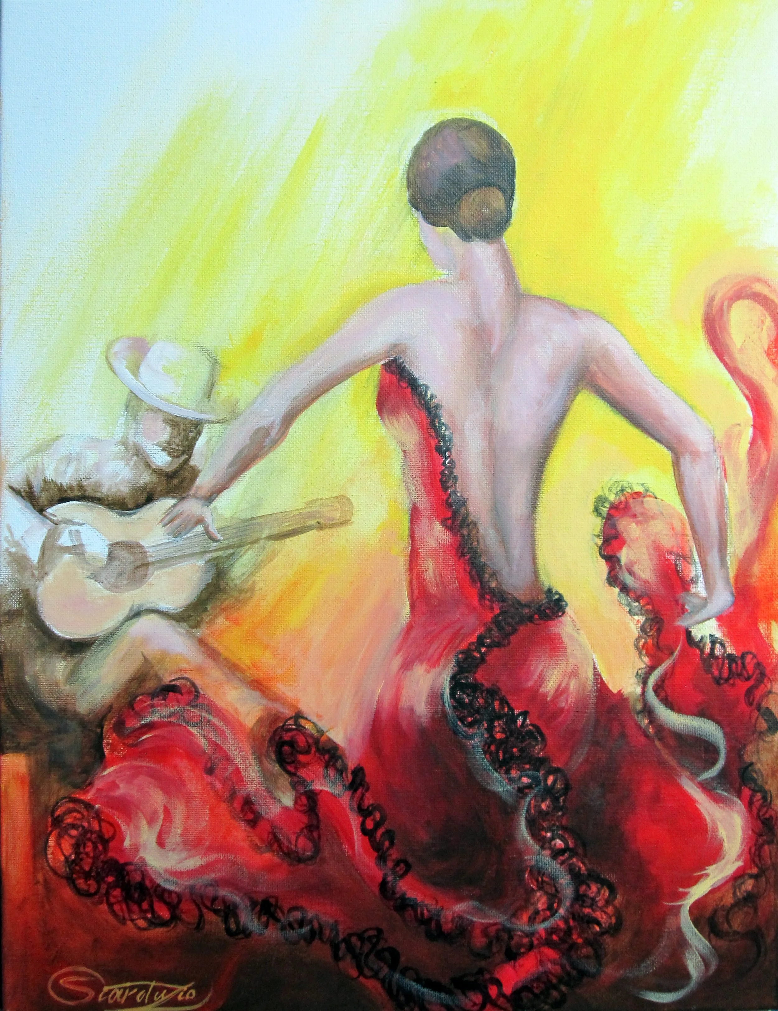 16 x 20 acrylic on canvas panel
- flamenco dancer
