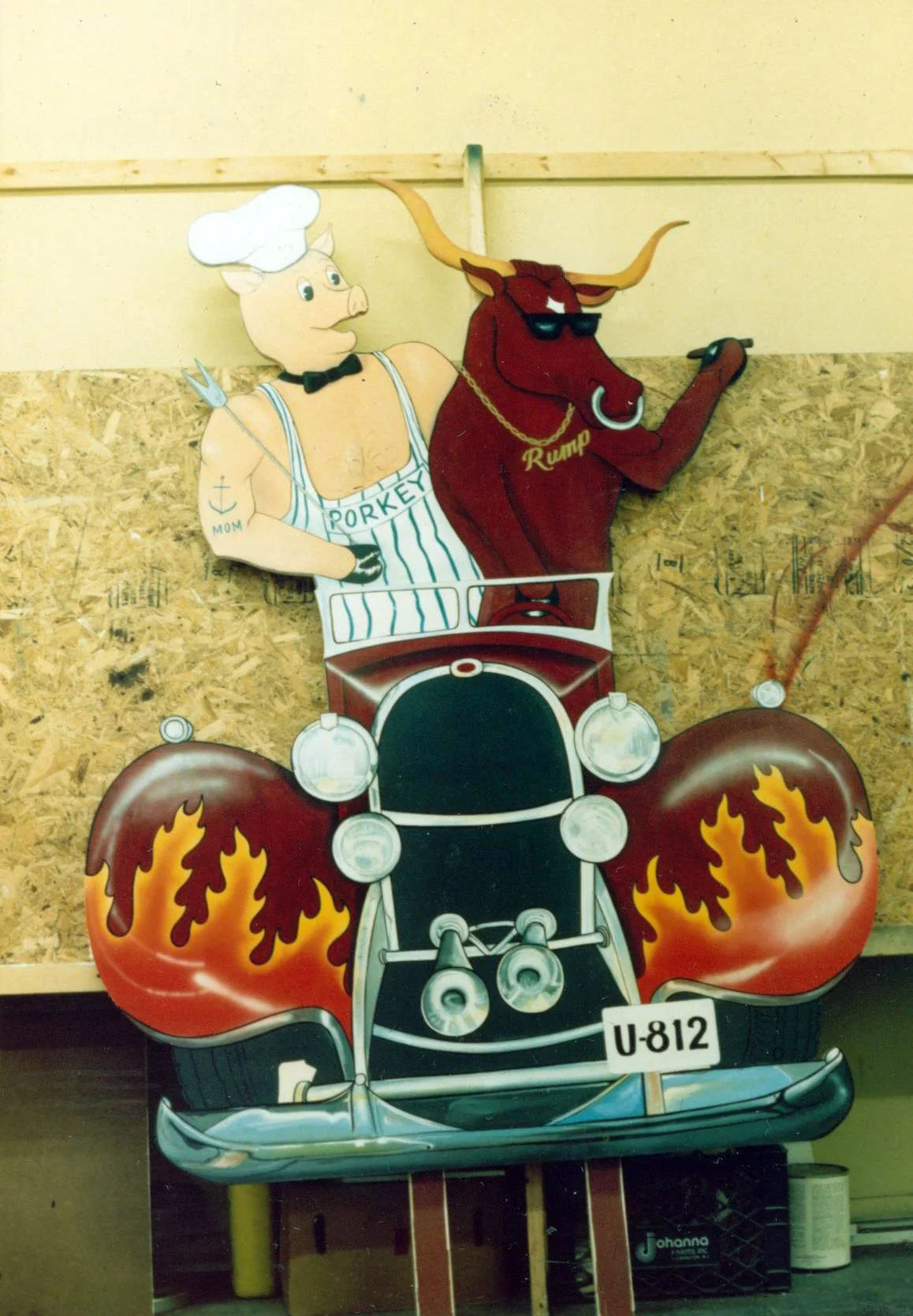 10 foot section of sign for a sandwich shop cut from mdo plywood and painted with one shot enamel