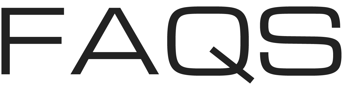 The word 'FAQs' in large black letters on a white background.