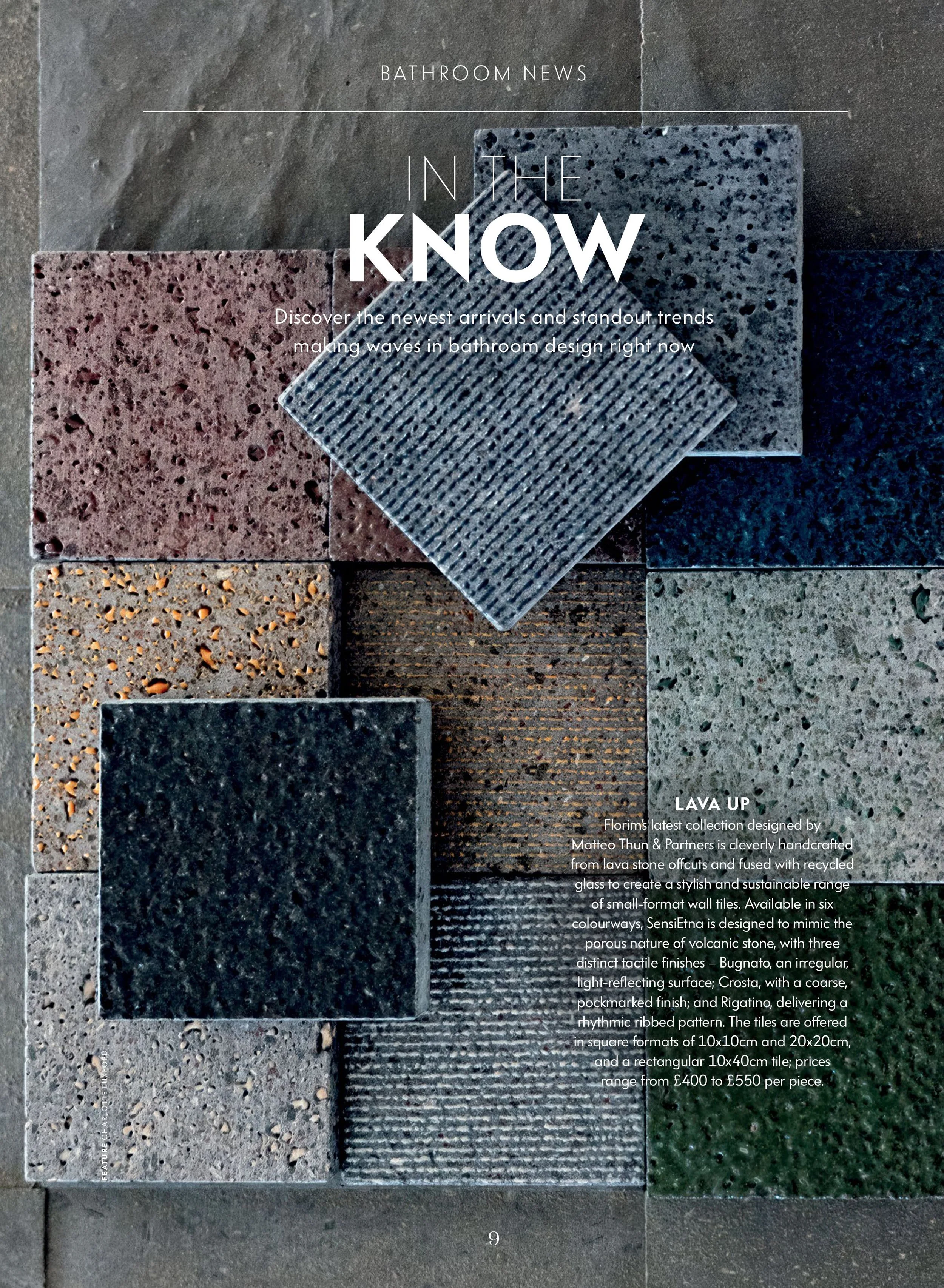 Ceramic surfaces in press clip Homes & Gardens
