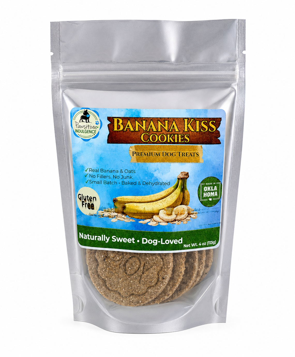 Banana Kiss Cookies™ – Premium Dog Treats – Real Banana & Oats – 4 oz