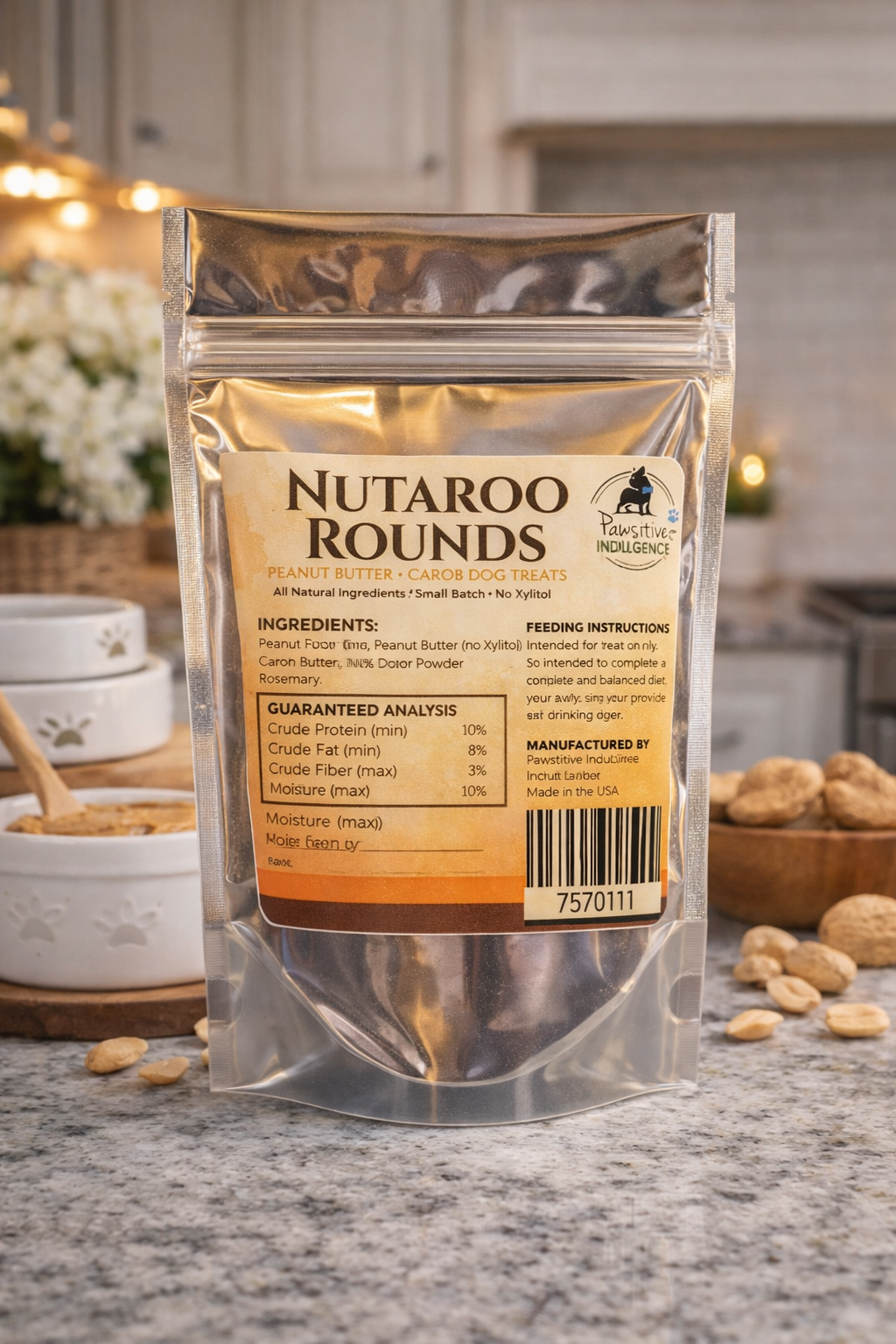 Nutaroo Rounds™ – Peanut Butter + Carob Dog Treats