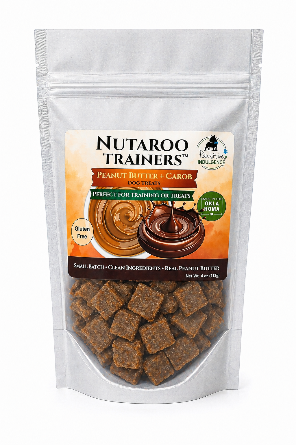 Nutaroo Trainers™ | Peanut Butter Carob Training Treats for Dogs | Gluten Free, Small Batch