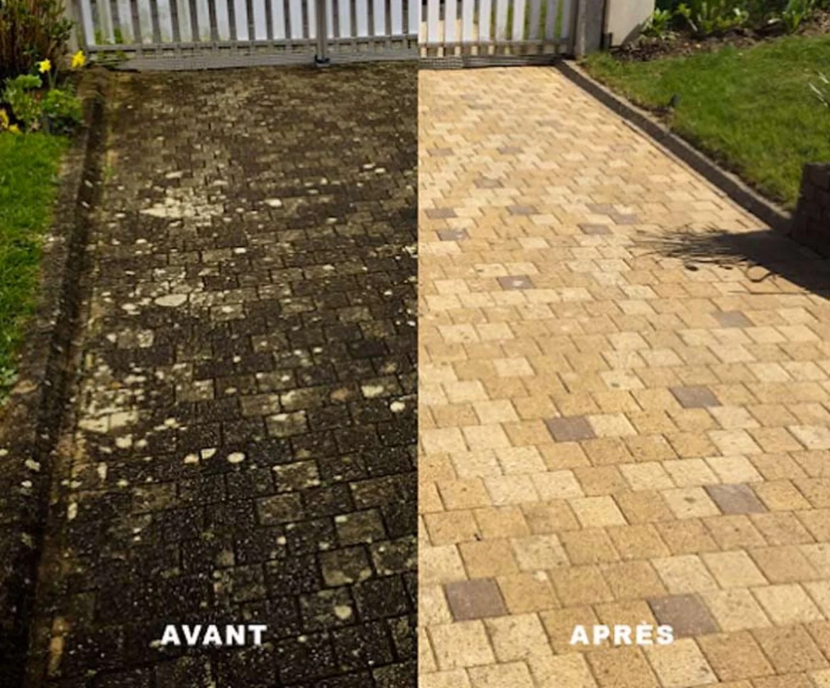 Nettoyage d'une allée de jardin