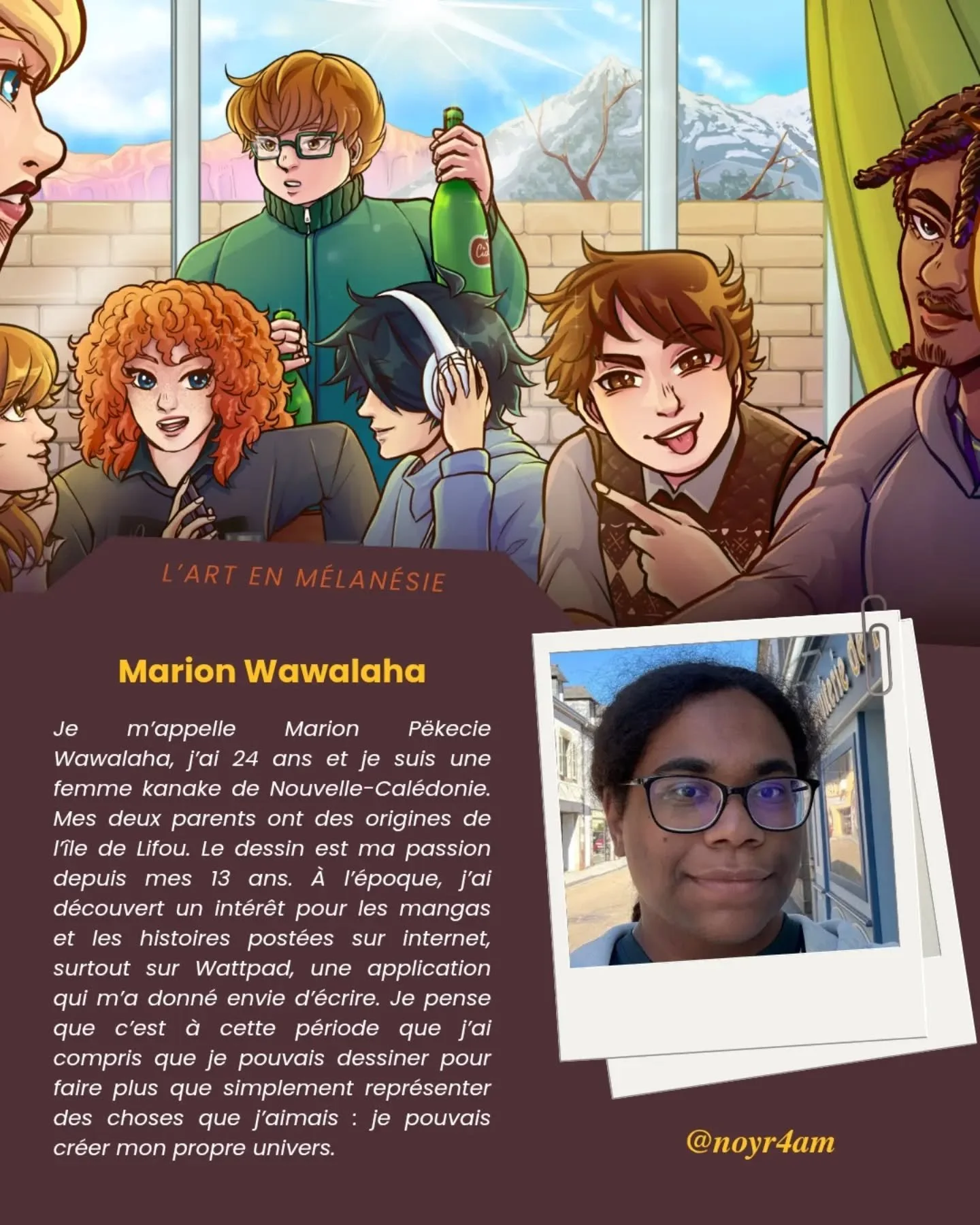 Melanesians are story tellers and world builders 🌏✨

In this piece, we invite you to take a dive into Marion P&euml;kecie Wawalaha's work, a Kanak illustrator from New Caledonia, as she creates wonderful worlds of fiction through Mangas that take pl