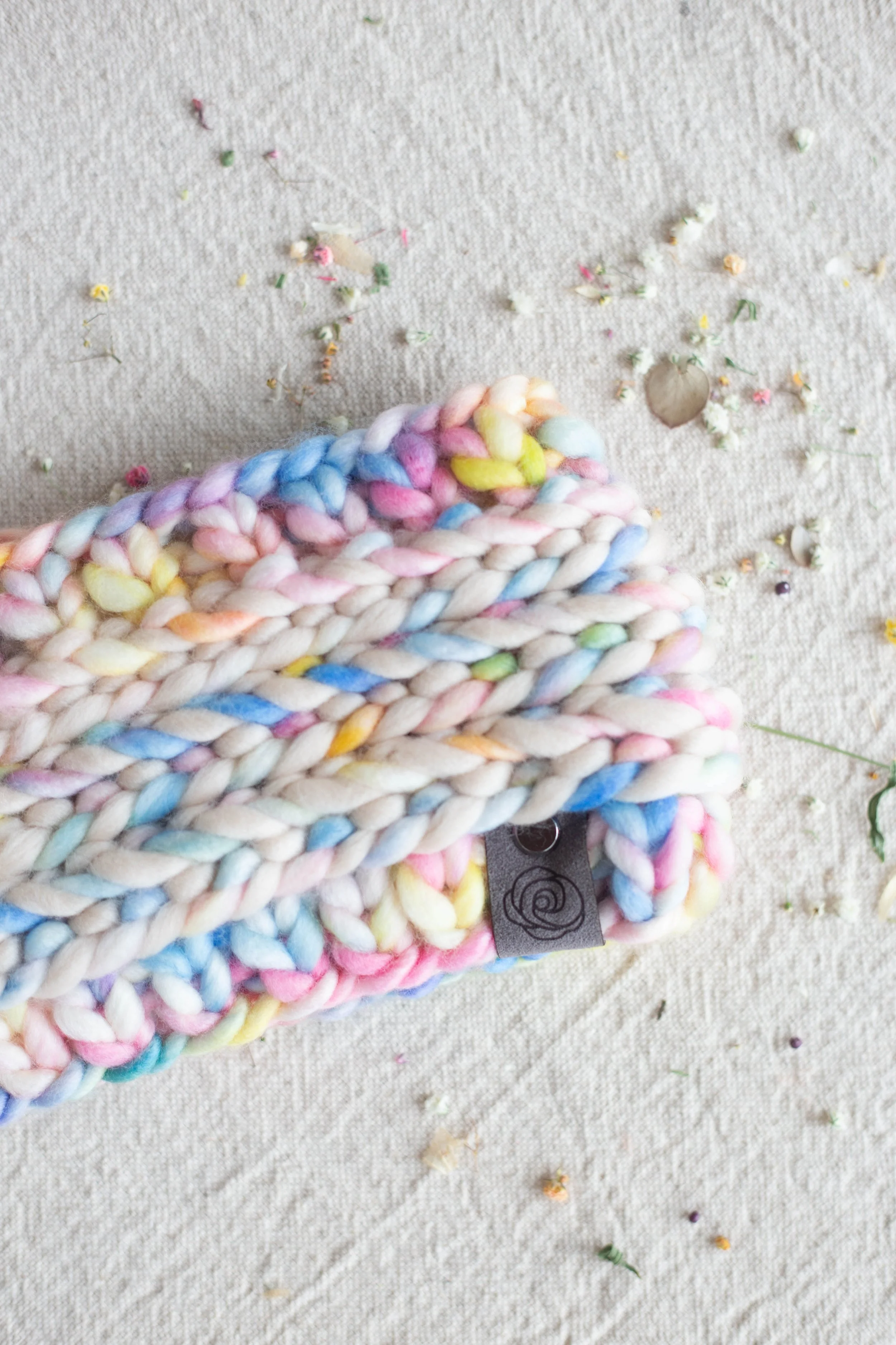 Female with hat holding dog with skyline in background