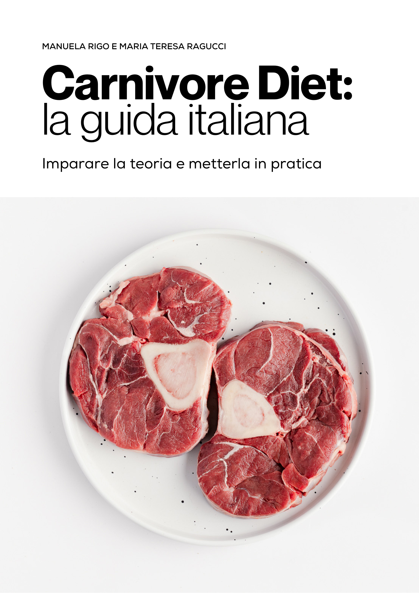 A white plate with raw beef shank slices on a white background.