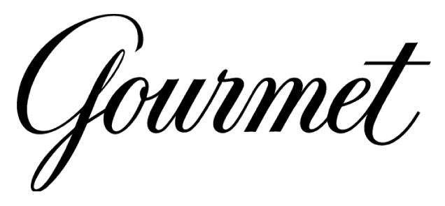 The word 'Gourmet' written in elegant, cursive black font.