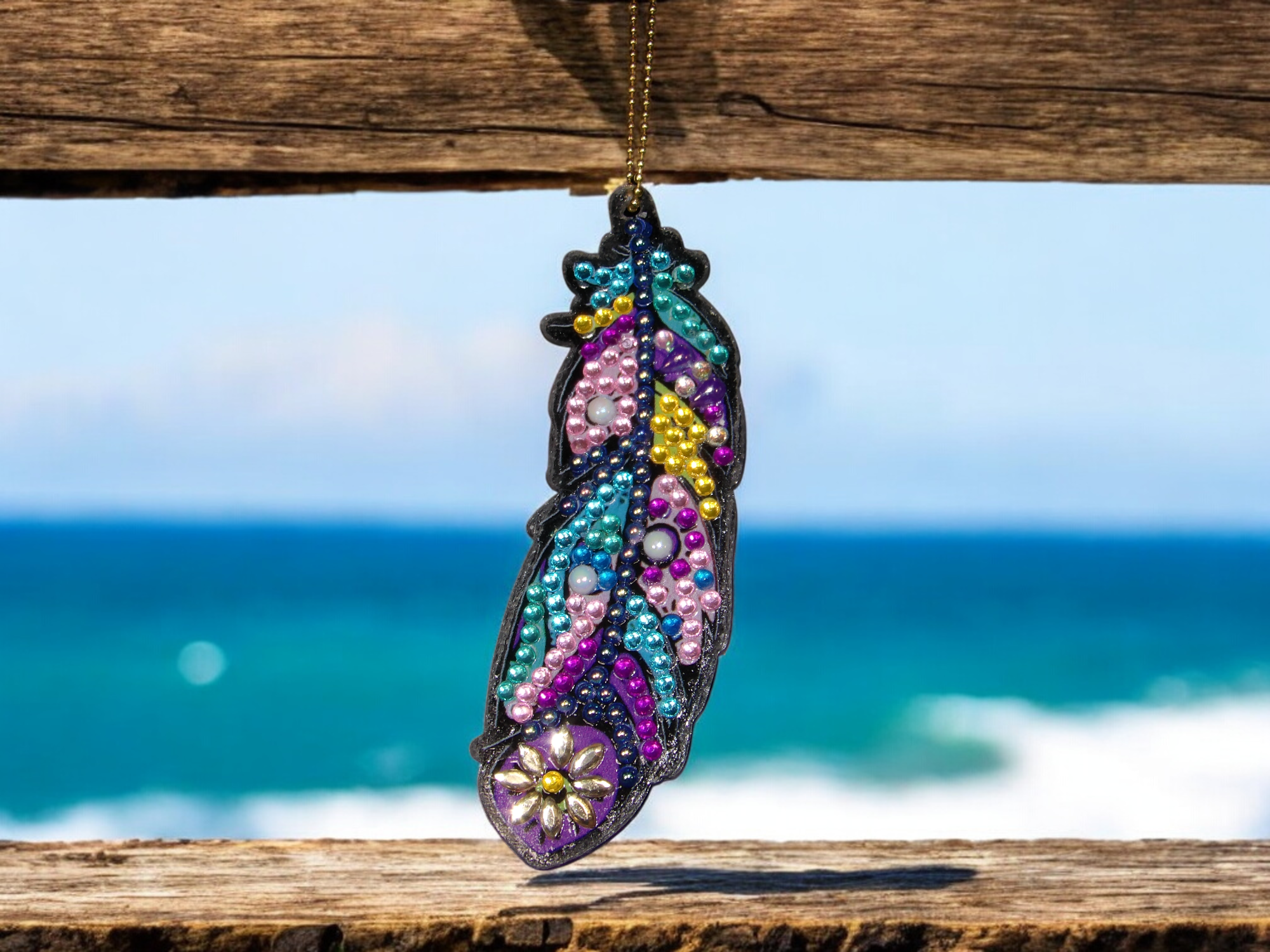 Blue & Purple Feather Keychain