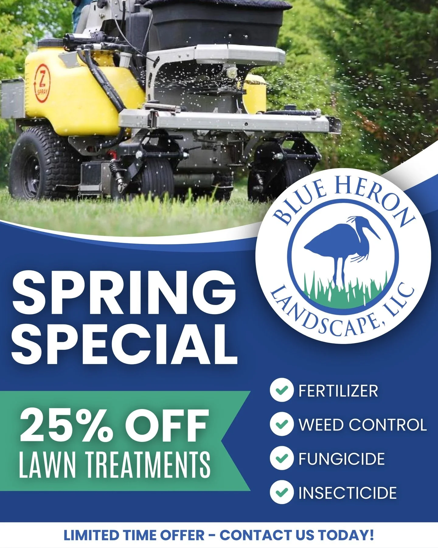 Spring is here, and the weeds are coming with it! 🌱

Get complete turf protection with 25% OFF our full-service lawn treatment program.

This is a limited-time offer, so contact us today! 📲
