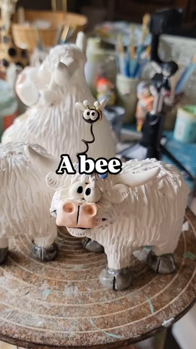 Morning folks
I am too excited about this bee.
I remember ages ago making little clay bees and they've been on my mind for a while.
I'm going to get the kiln on today and glaze these cows.
More bees needed!
Thank you to everyone who has been lea