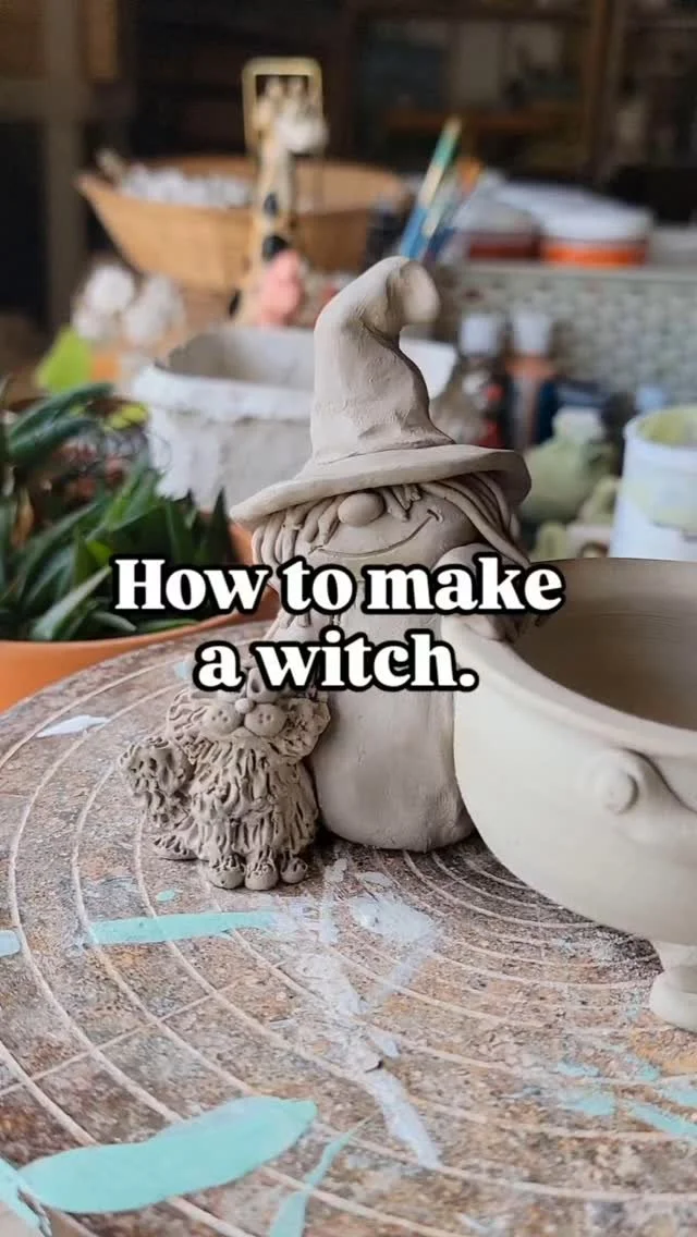 Morning folks
Hope you had a good bank holiday.
I spent most of it sitting in my craft room painting glaze on sprouts and witches.
I did get time to sculpt a couple more, including this one. Witch and her cat.
I've got a few more firings befor